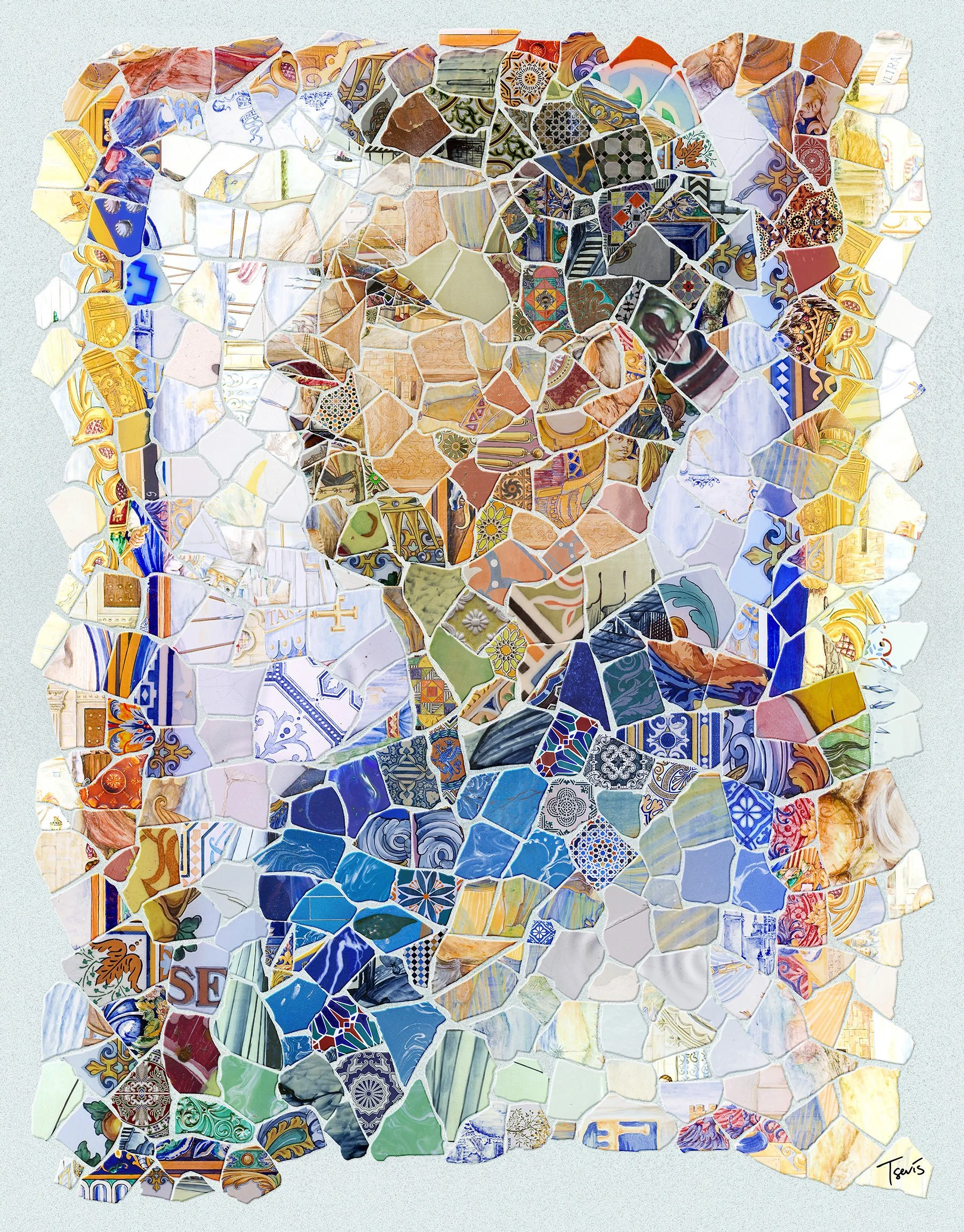 Messi trencadís portrait – blending Gaudí's organic forms with football