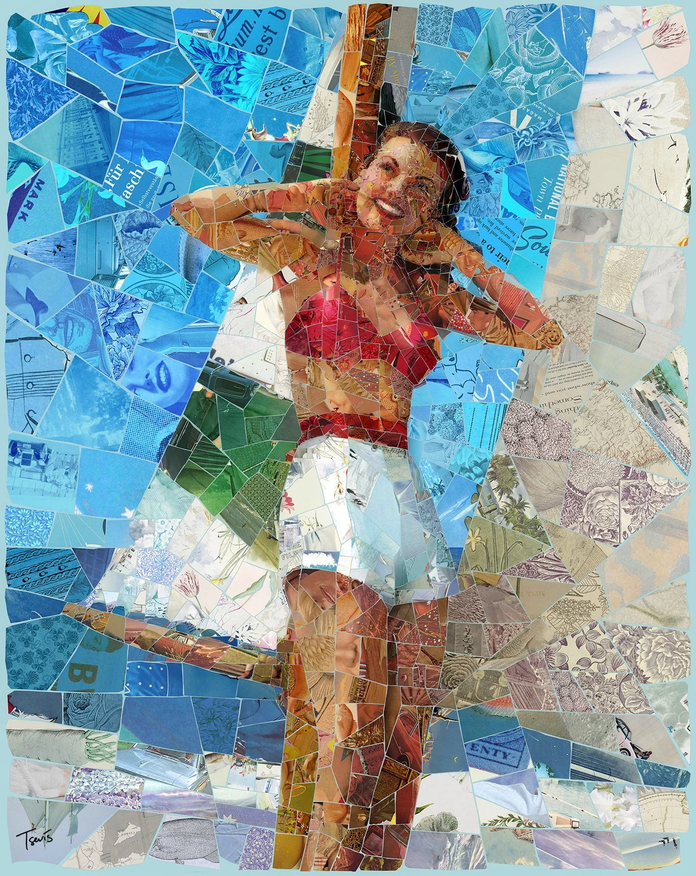 Polaroid summer mosaic, vintage photo frame. Endless Summer nostalgia series.