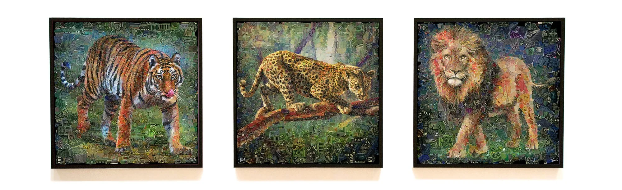 Money Zoo group mosaic banknote art, currency mosaic.