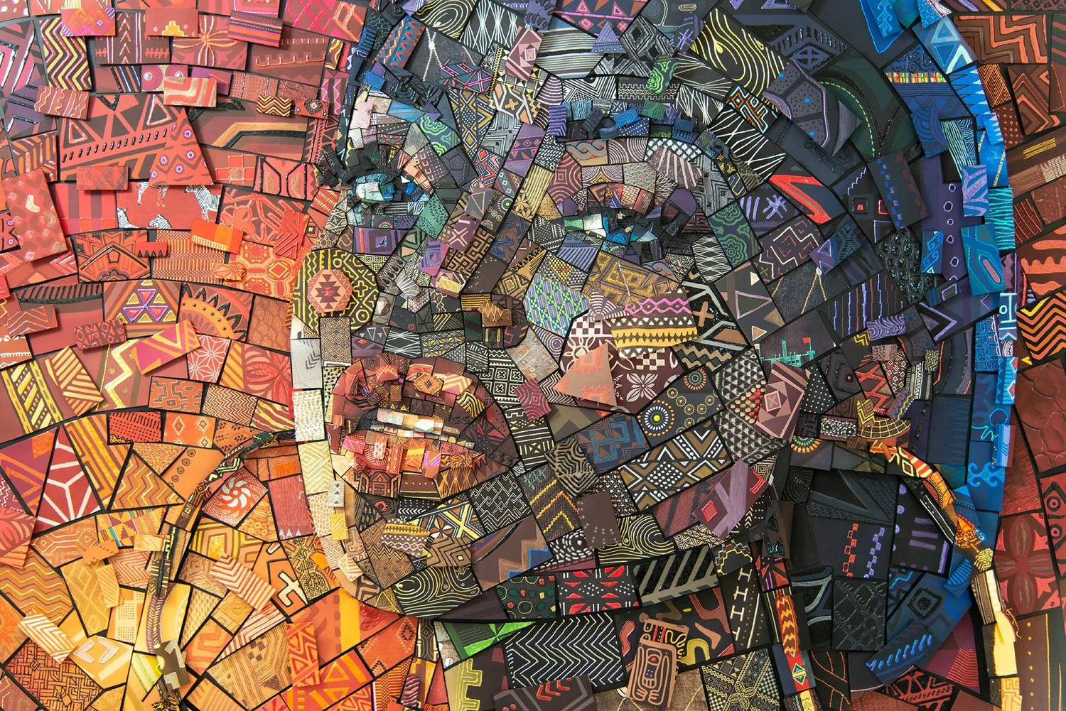 Handcrafted Singularis analog paper mosaic in a big art collage