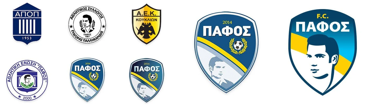 Pafos FC old logos and the new one, brand design