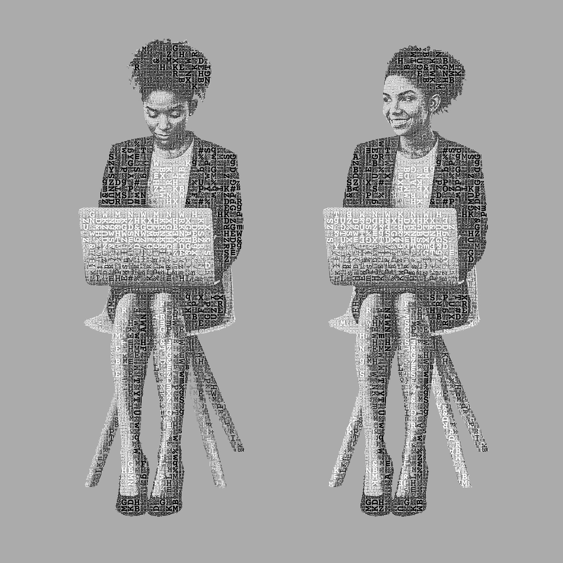 figure typographic mosaic from Courier code for Siemens Low Code advertising campaign