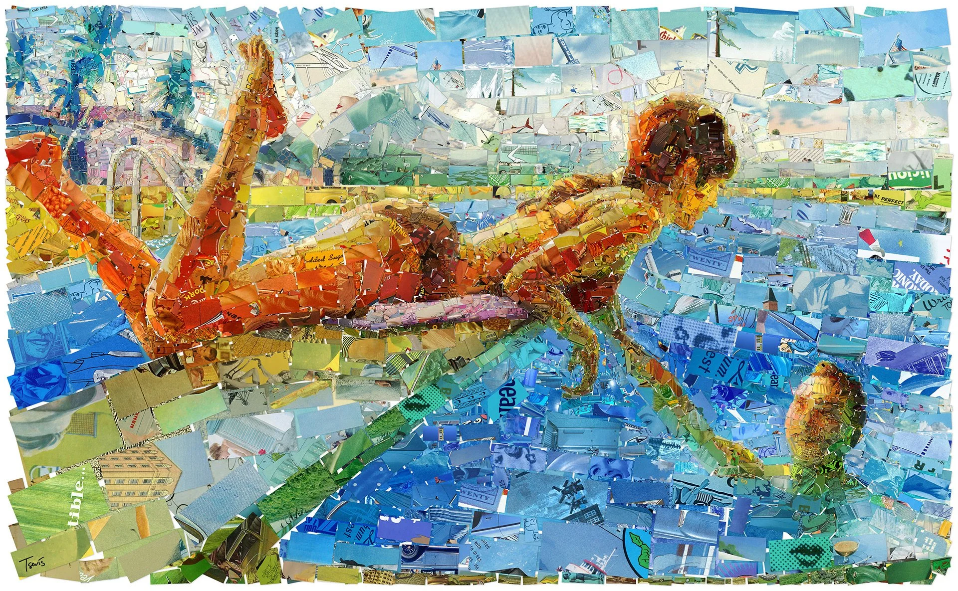 Endless Summer retro pool mosaic – vintage 1950s photos from old magazine ads.