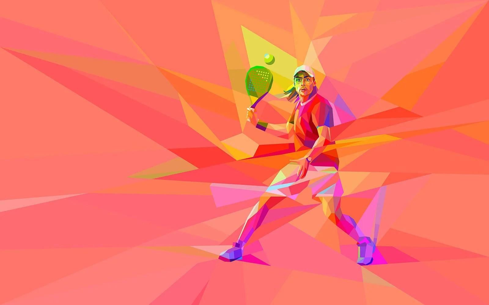 Neo-futuristic padel sport illustration with geometric shapes, digital art