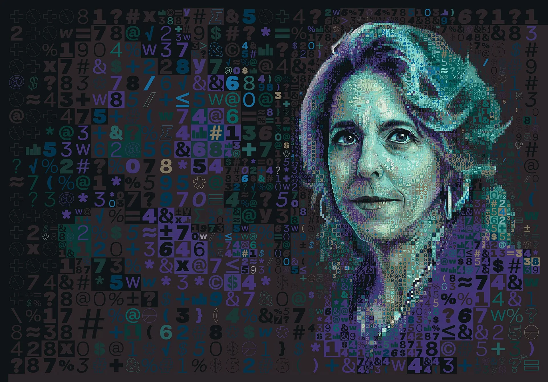 Mosaic portrait of Corcoran CEO, Digital mosaic mural for editorial design