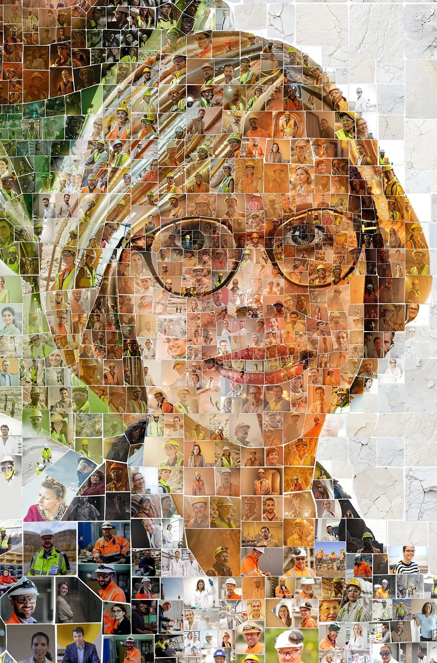 Mosaic portrait of a woman with glasses