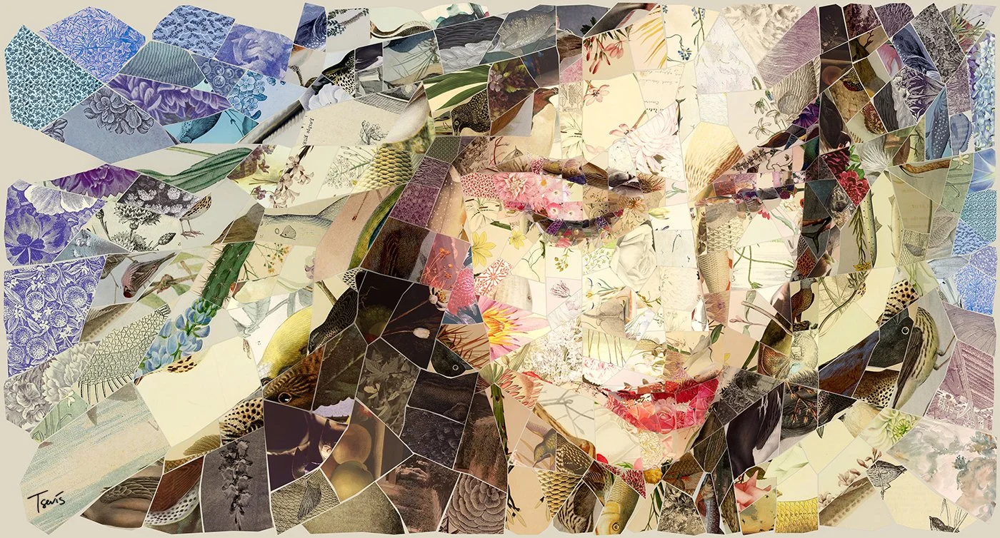 Mosaic Portrait of a Mediterranean Muse in Bloom