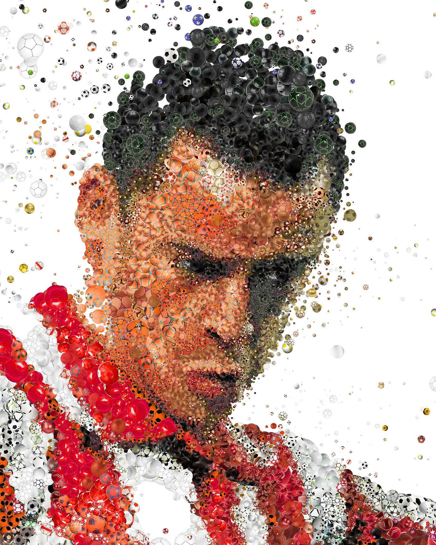  Olympiacos’ Stelios Giannakopoulos in mosaic art made from thousands of UEFA balls 