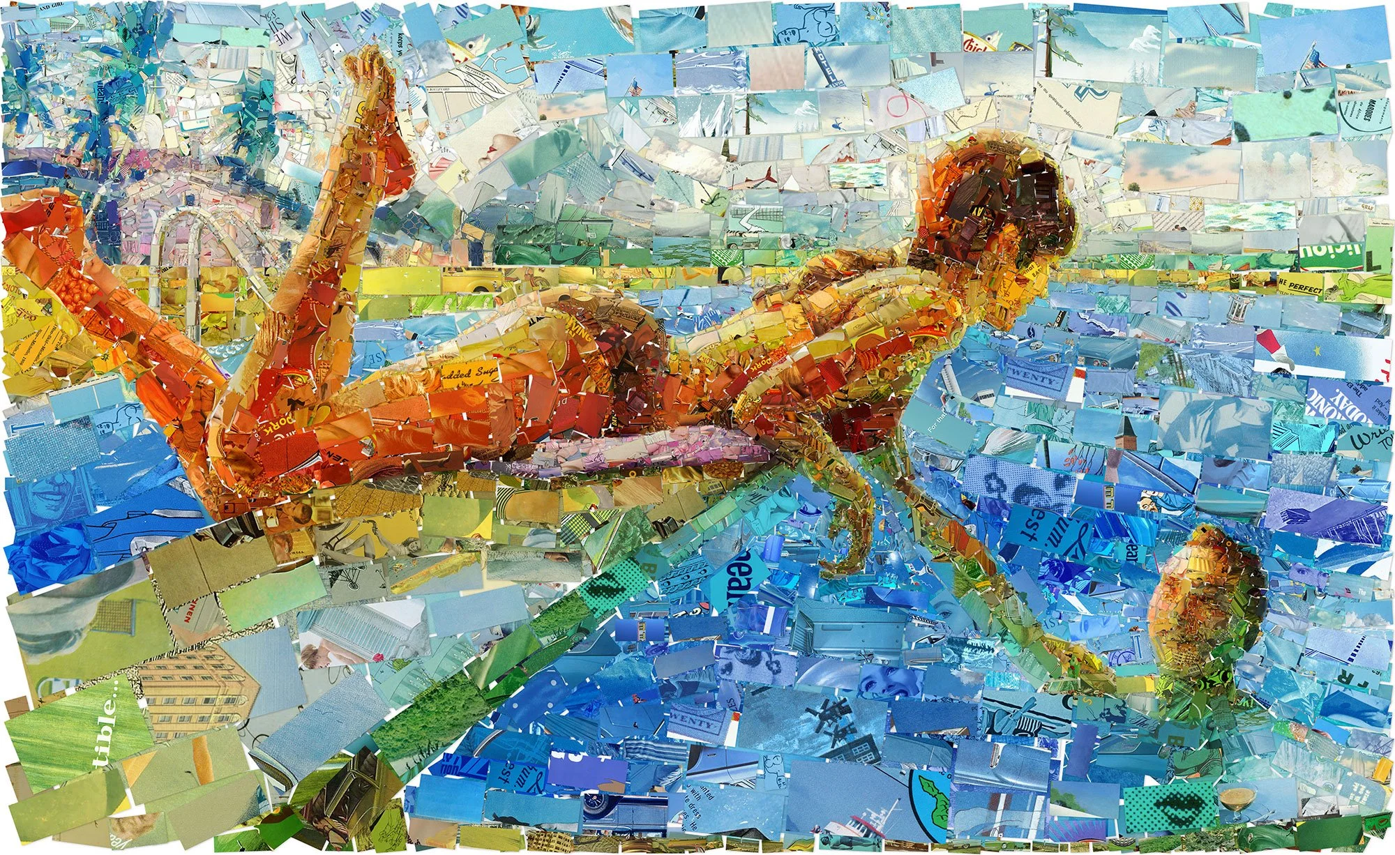 Pool Look - Retro Poolside Art Print | Vintage Mosaic of Summer Gaze and Poolside Romance