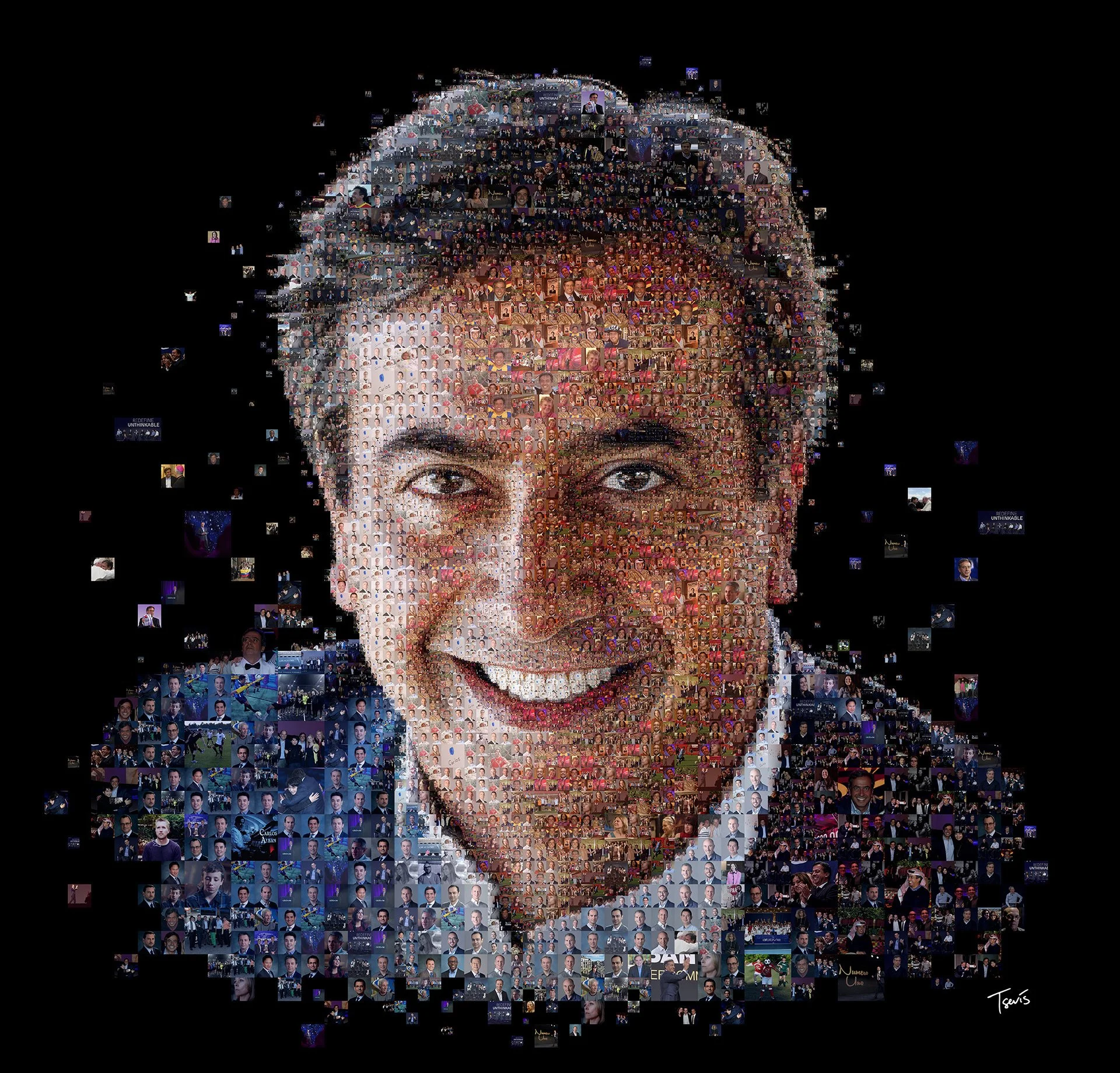 Carlos Albán digital portrait mosaic out of many stories