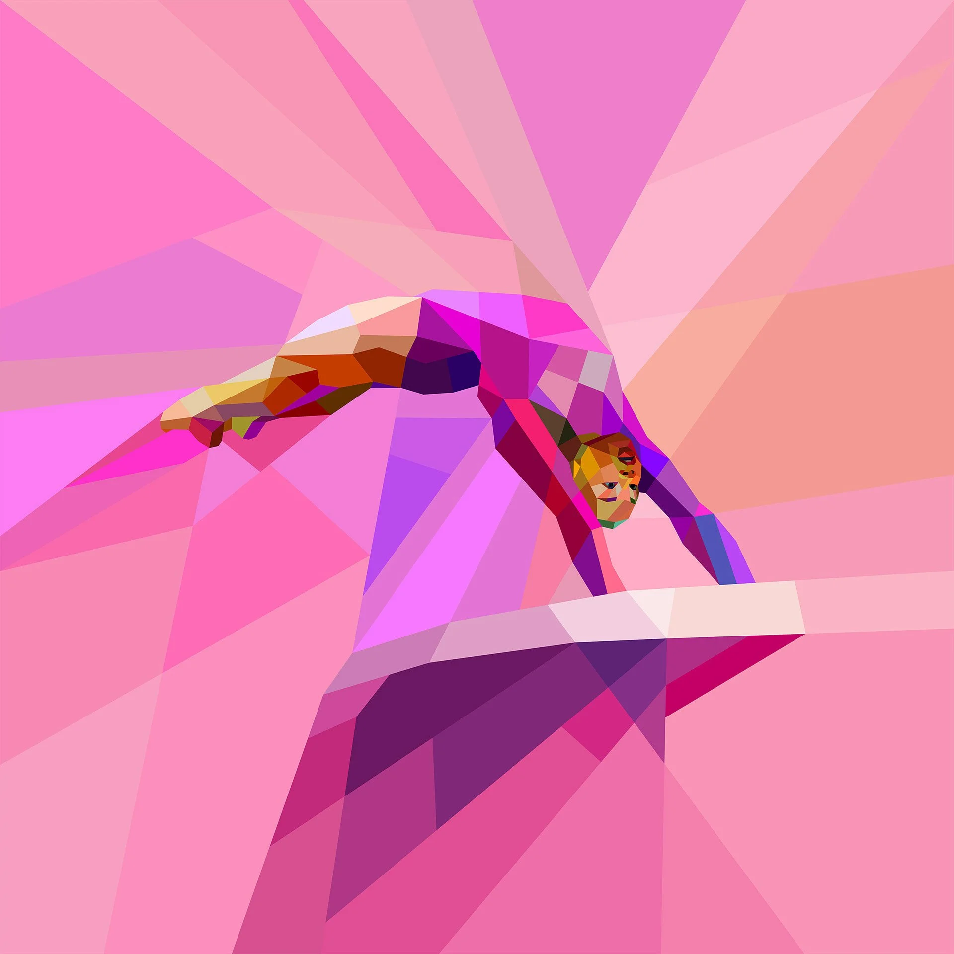 Gymnastics art digital neofuturistic design, sports media advertising