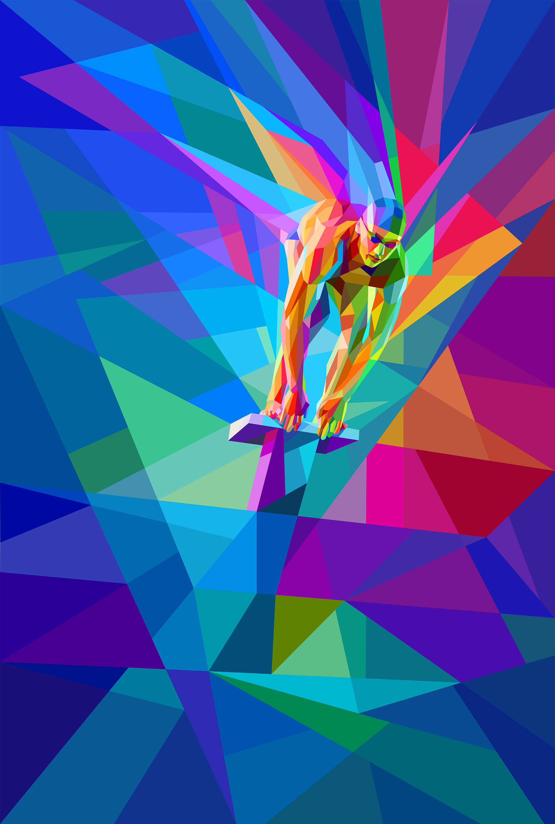 Swimming athlete on the start, frozen moment in digital building wall art