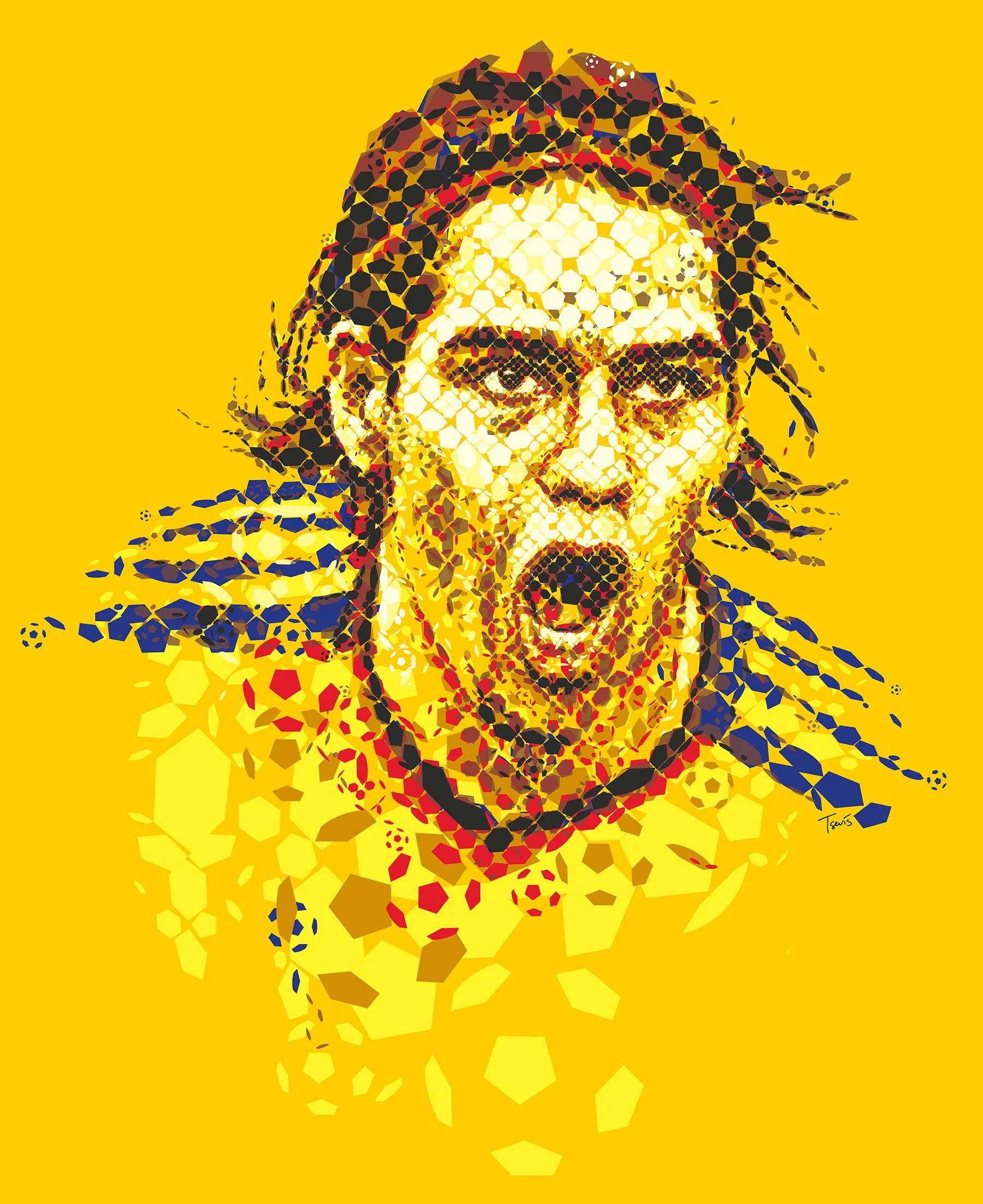 Falcao mosaic – Colombian footballer portrait illustration