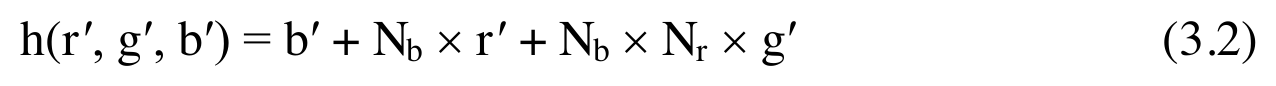 Equation: h of r, g, b equals b plus N b times r plus N b times N r times g