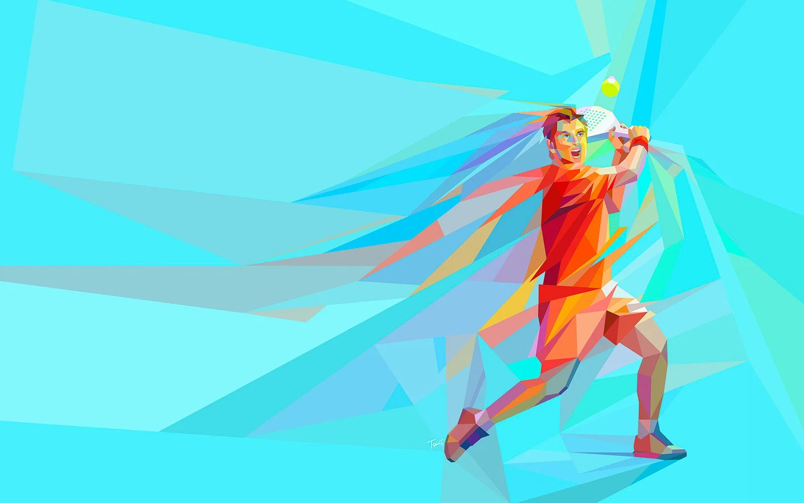 Dynamic padel artwork with modern design and energetic composition