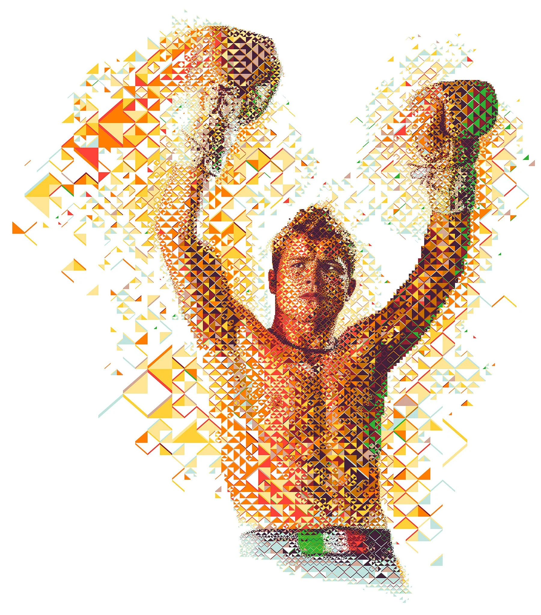 El Canelo Gatorade mosaic – Mexican boxer in cinnamon (canelo) colors with green and red Mexican pride accents.