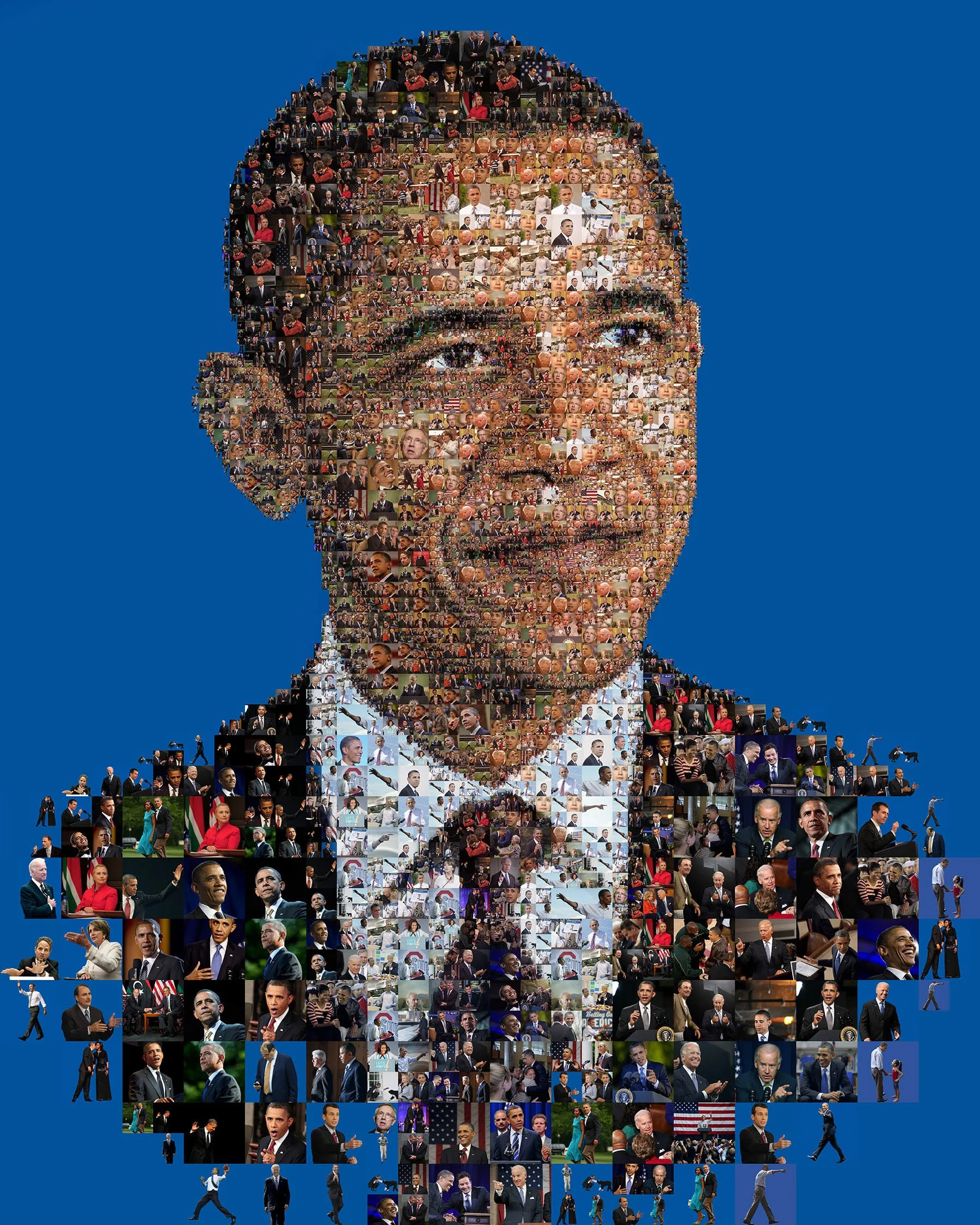 Barack Obama mosaic – campaign staff and cabinet members as tiny tiles.