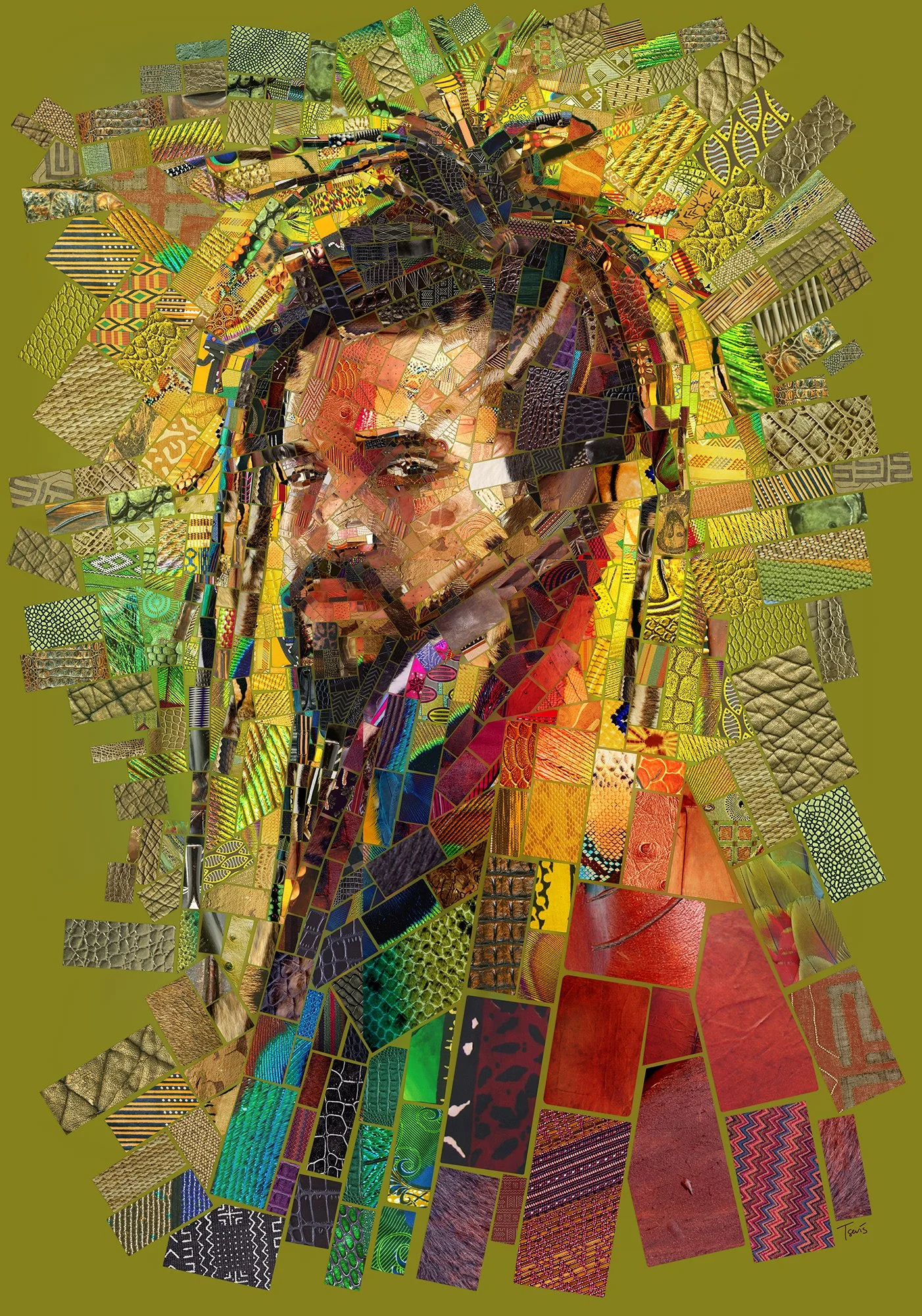 Keznamdi, Skyline Levels Vol.1. Green Version. Digital mosaic.