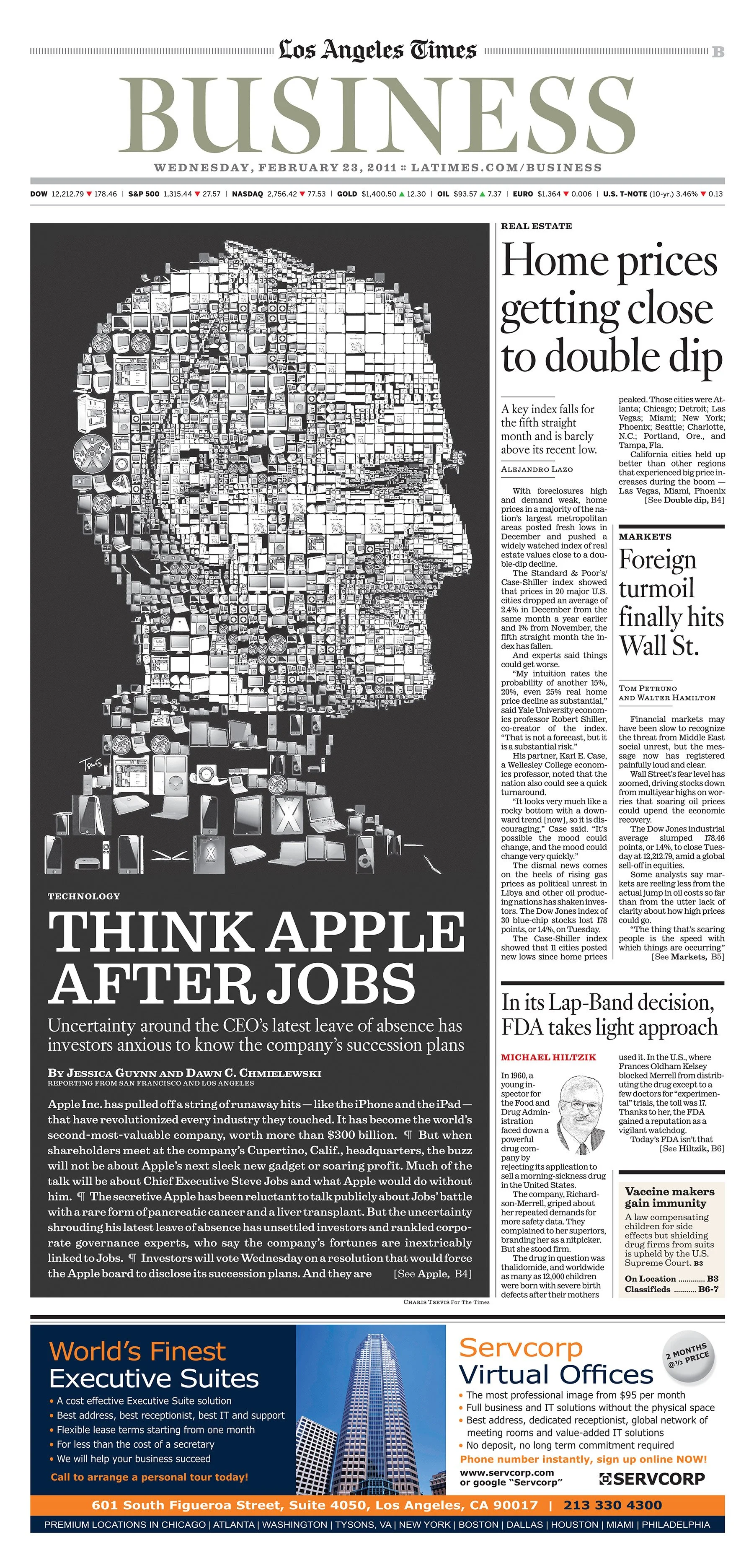 Steve Jobs mosaic from Apple products. Los Angeles Times.