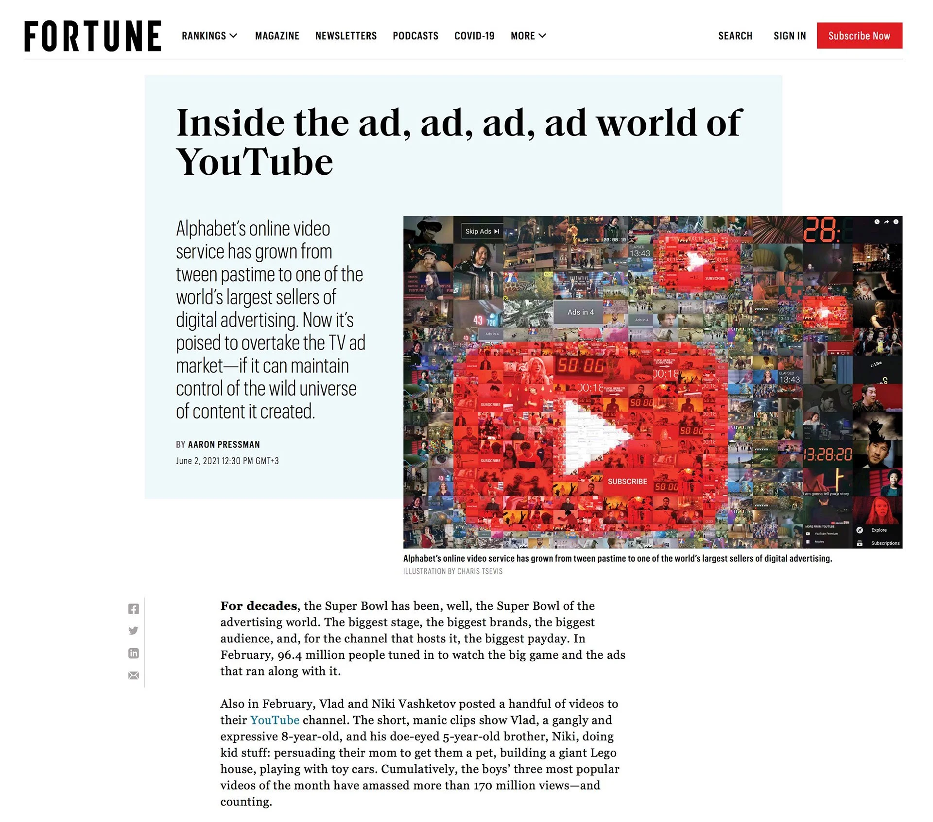 Article illustration of many photos for Fortune magazine