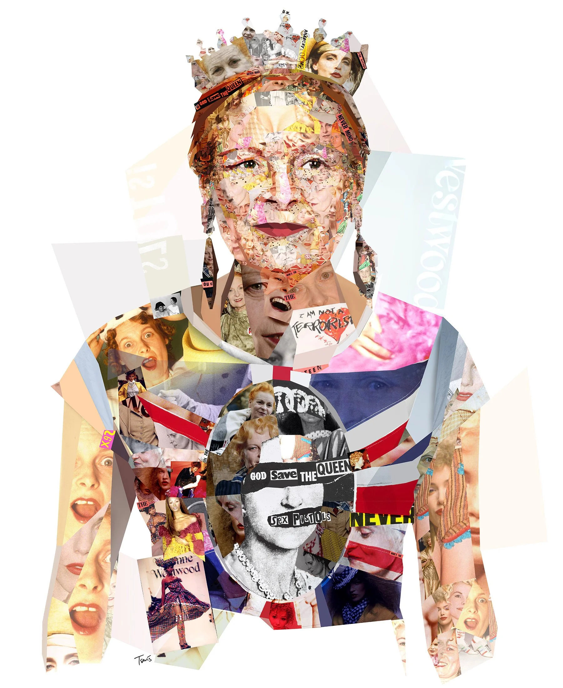 Vivienne Westwood punk mosaic – fashion designer from her photos and creations