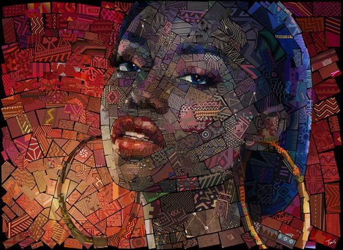 And Fire, African Bricks algorithmic mosaic print by Charis Tsevis