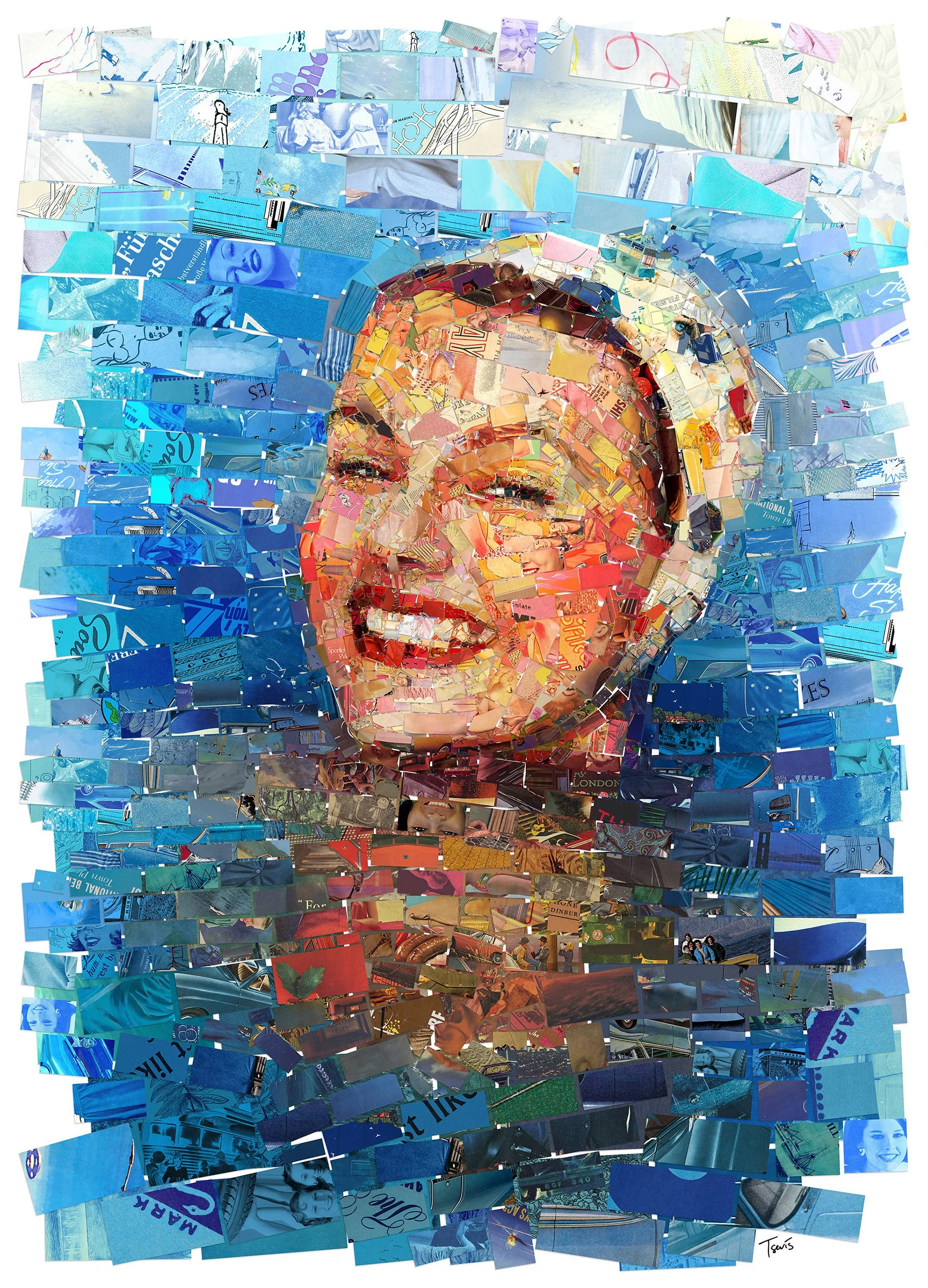 Pool loungers mosaic – 1960s resort ephemera. Ideal for summer house walls