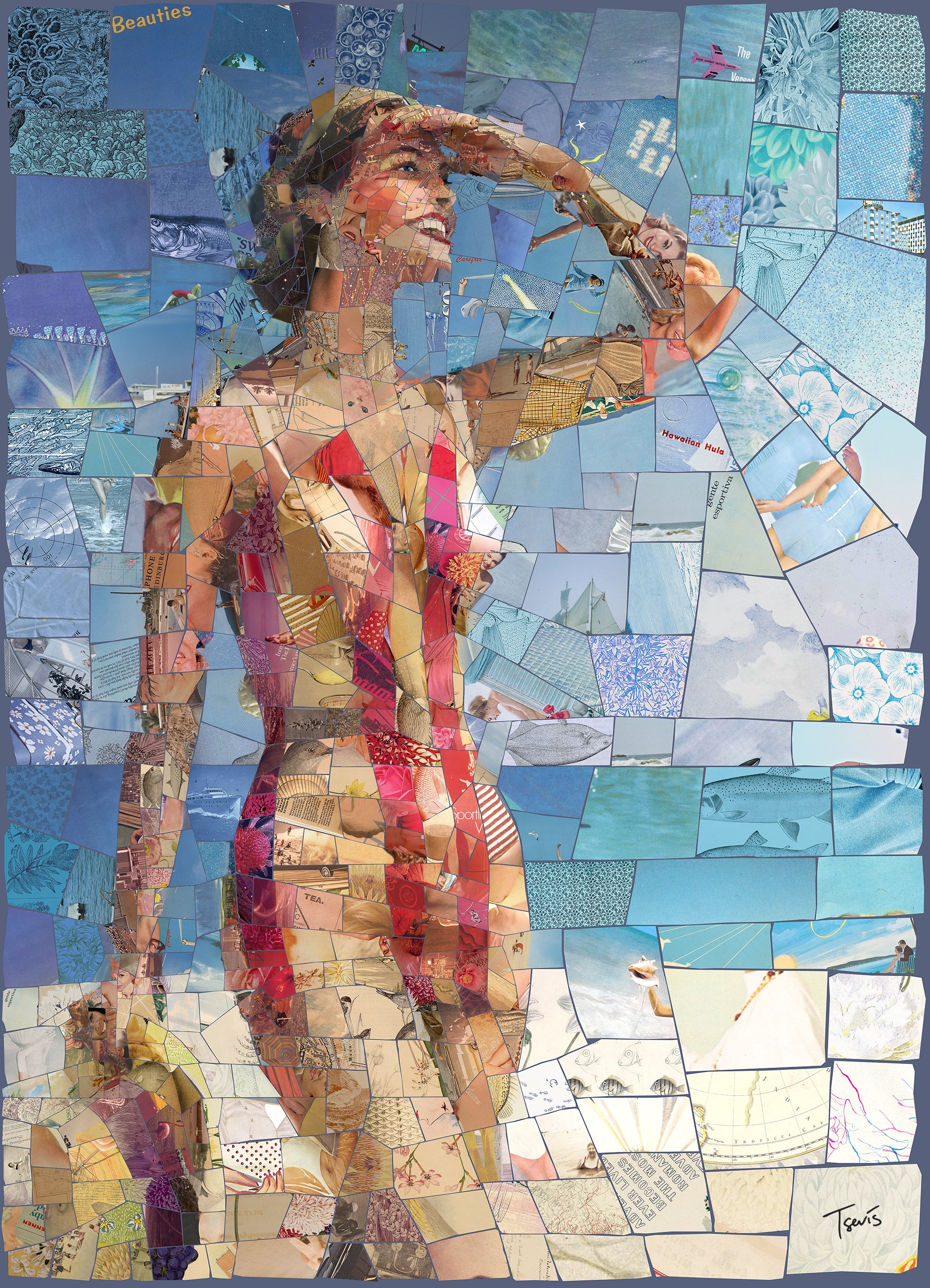 Lovely Day - Retro Summer Mosaic Art Print | Limited Edition Beach-Inspired Wall Art