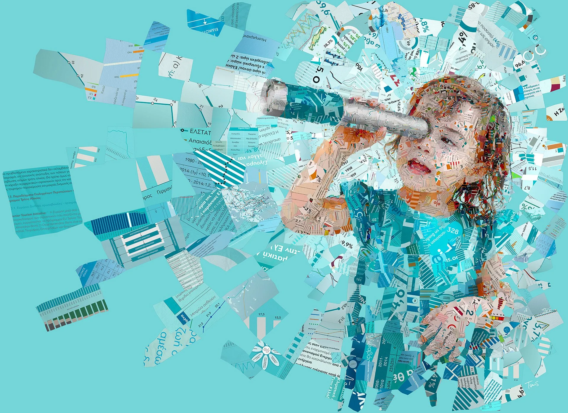 Digital illustration of a child looking at the future