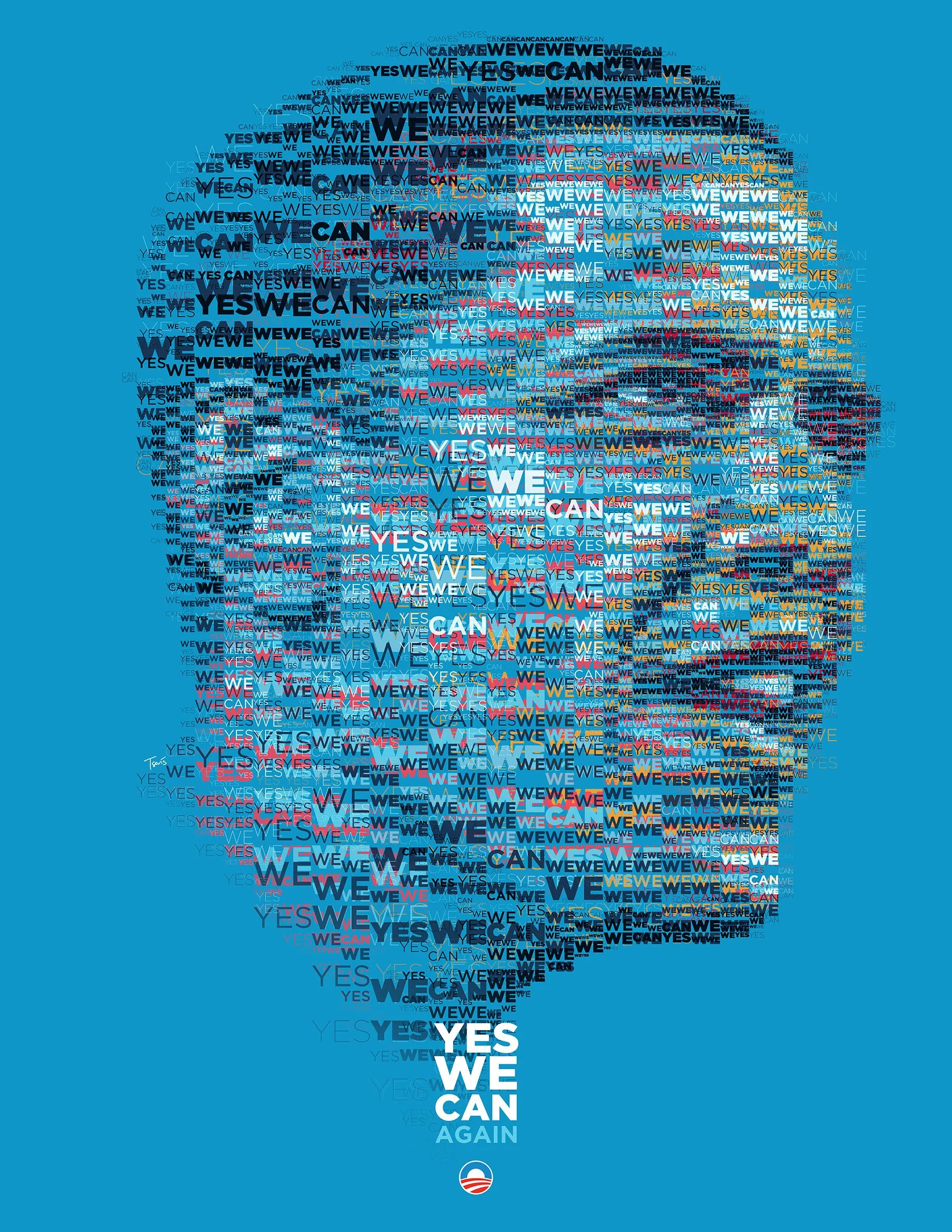 Barack Obama 2012 campaign poster – "Yes We Can (again)".