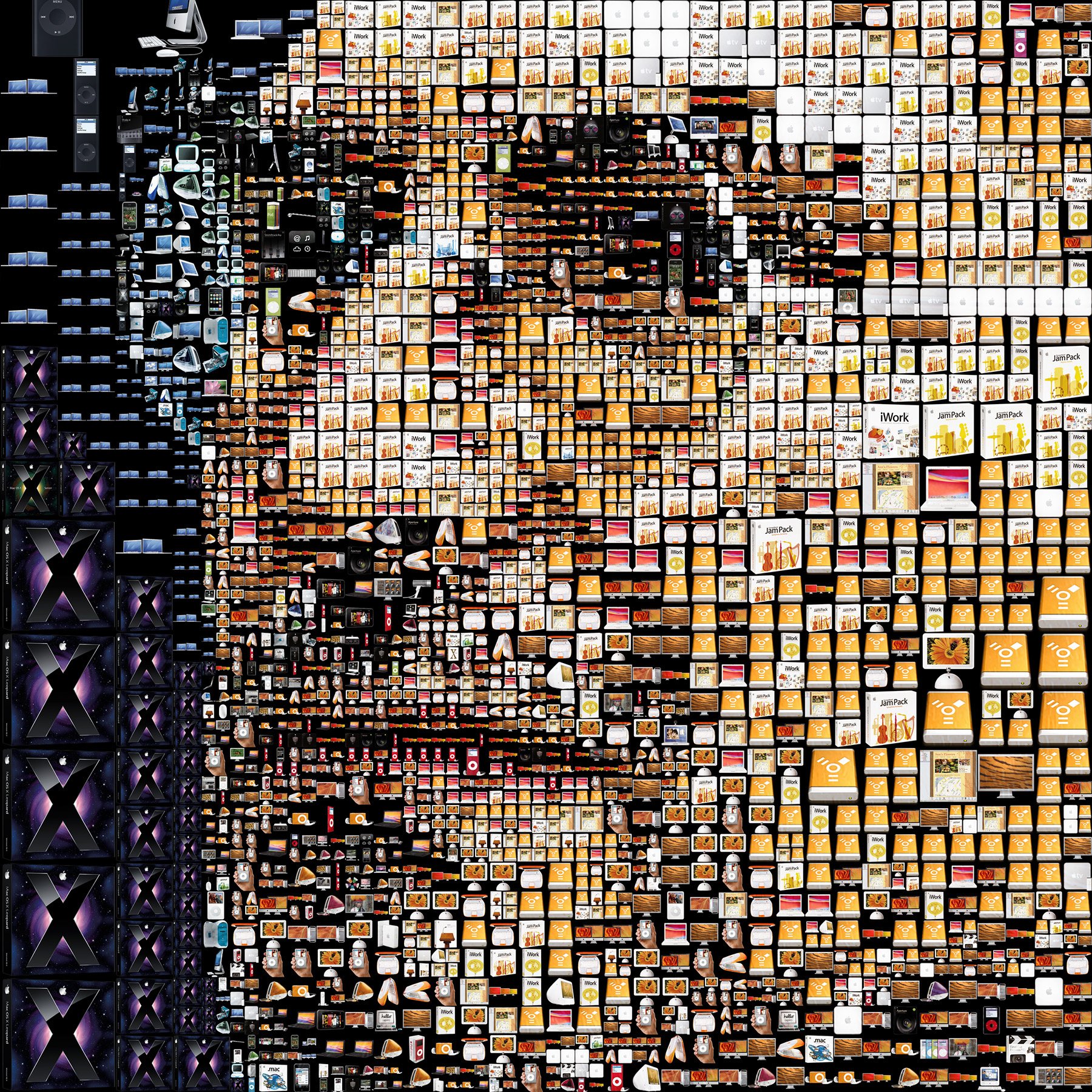Big thinkers portraits in a mosaic style from objects, art for magazines