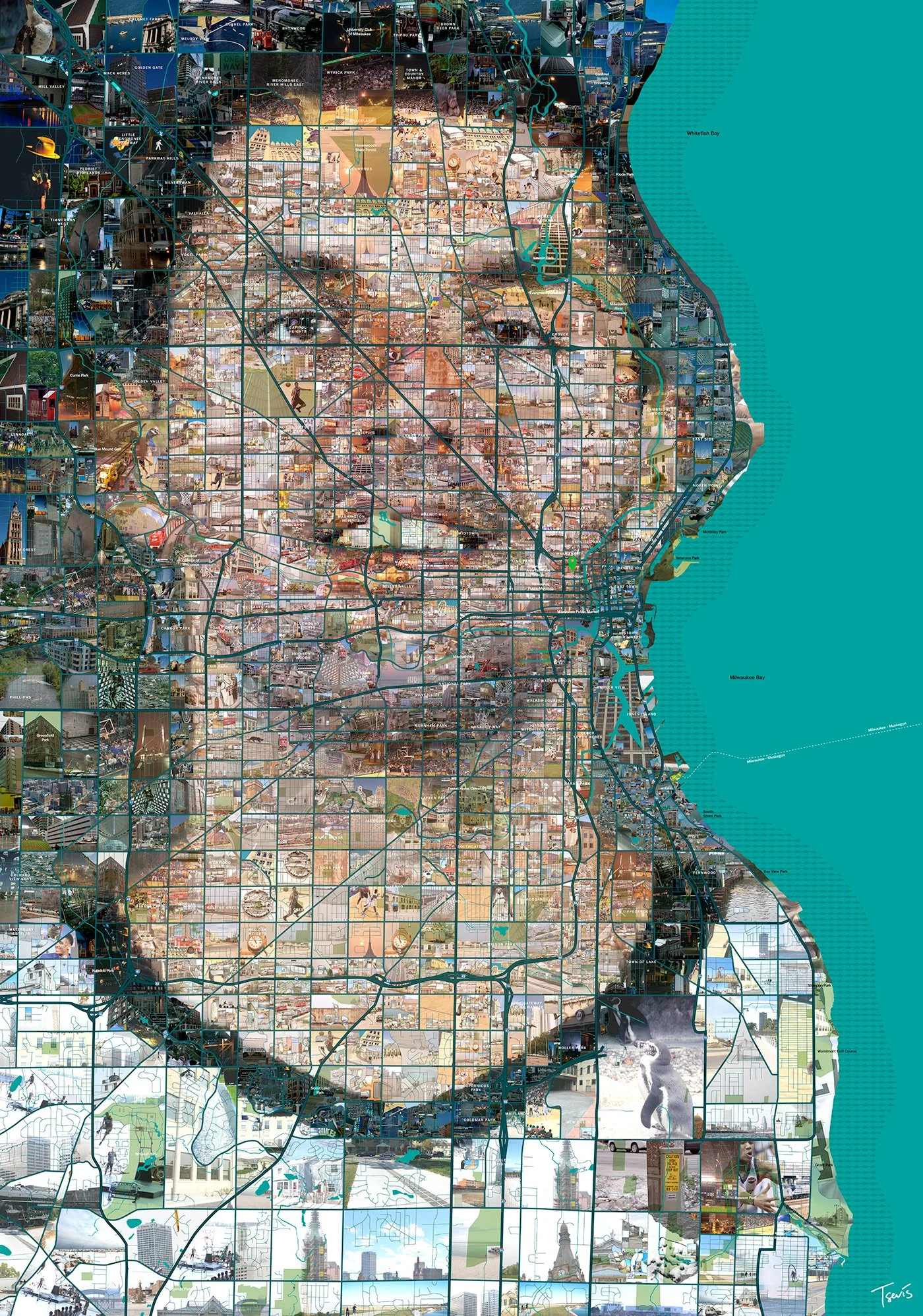 Nikola Mirotić mosaic, Bucks power forward from Wisconsin metropolis grid. Map-based portrait series.