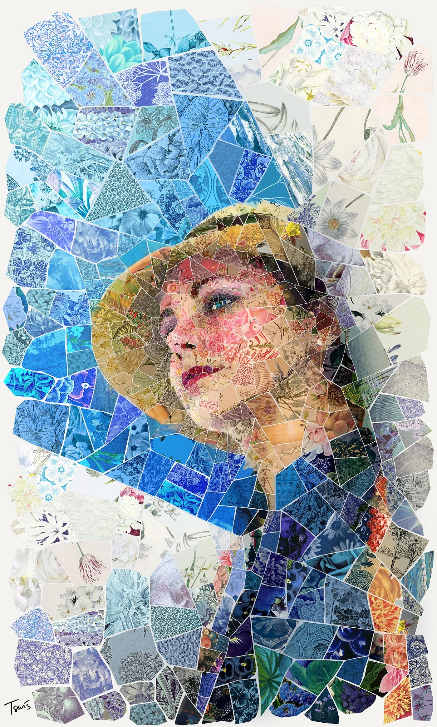 Mosaic Portrait with Aegean Light and Ancient Echoes