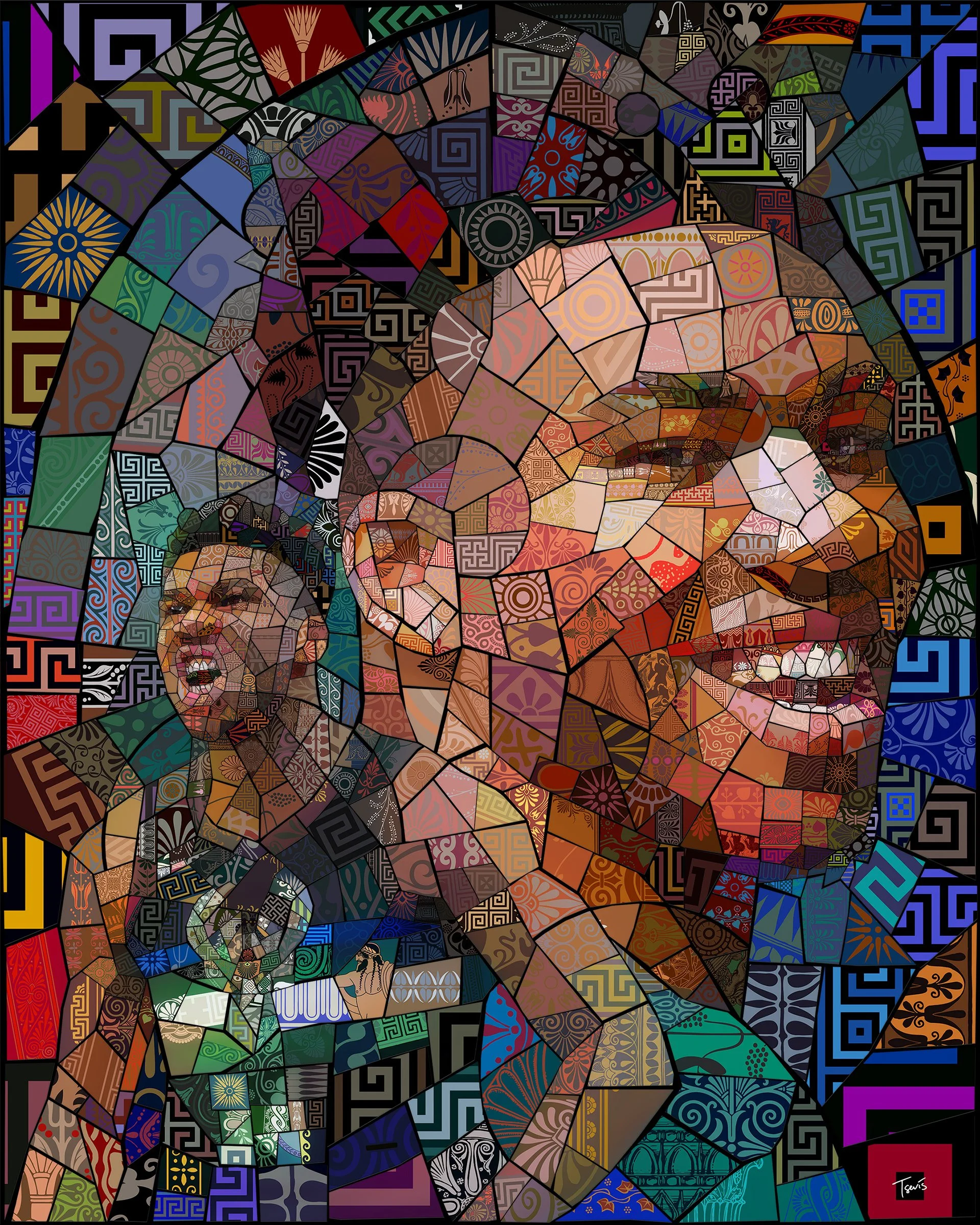 Giannis Antetokounmpo portrait, NBA Creator Series, digital mosaic