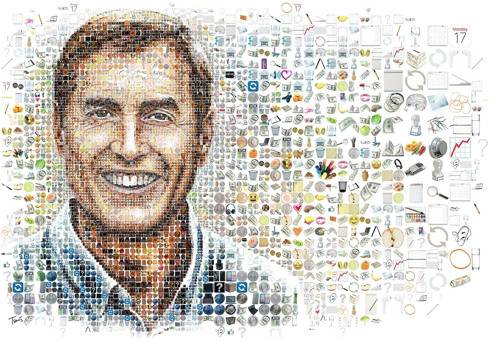 BJ Fogg portrait from everyday objects, custom photomosaic portrait