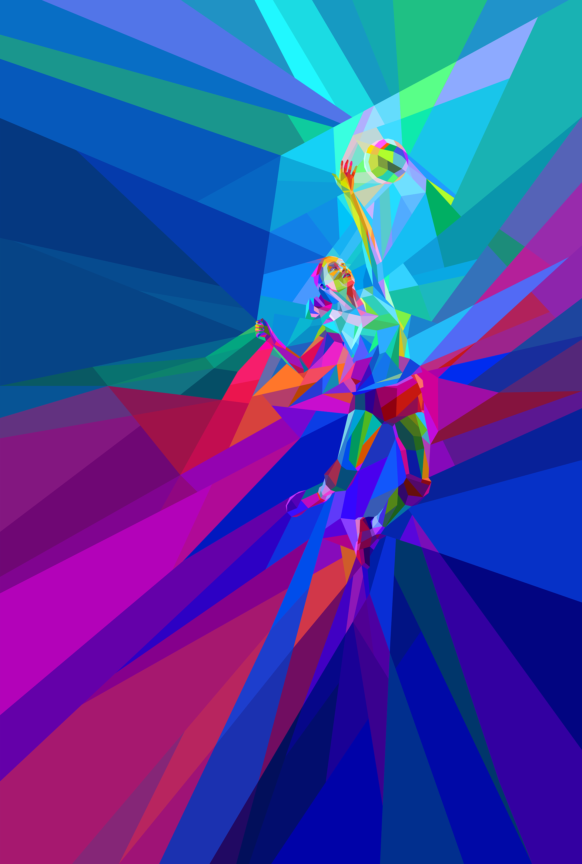 neo-futuristic artworks for Volleyball sport in motion, sport art illustration