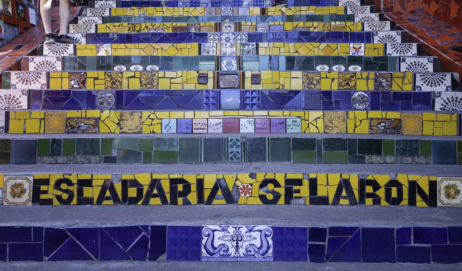 Colorful tiled steps of the Escadaria Selarón in Rio de Janeiro