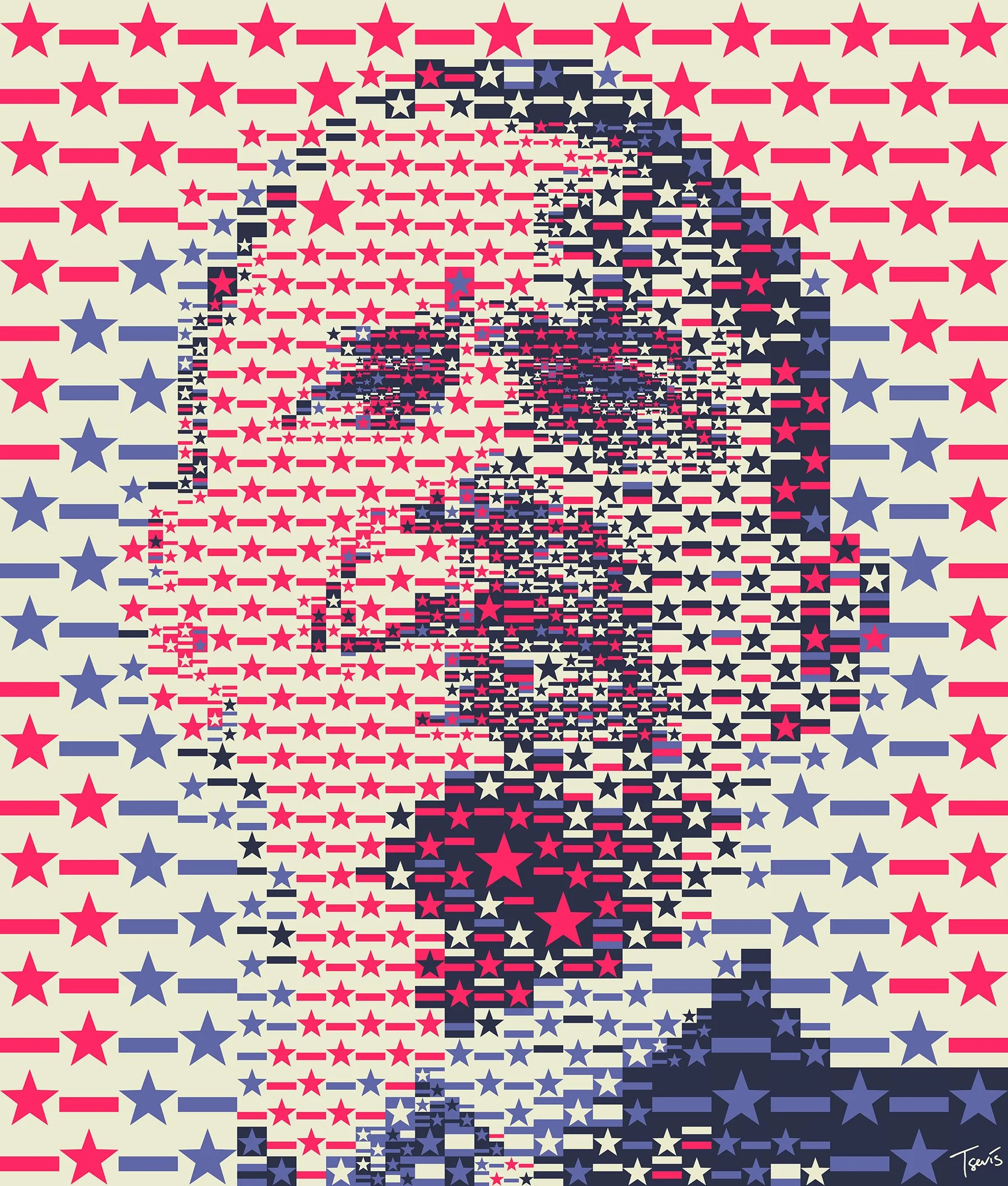 President Obama: The Stars and Stripes mosaic portrait