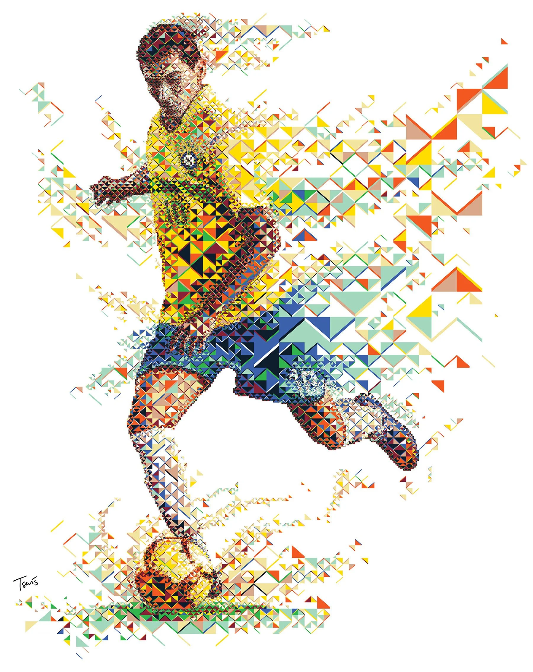 Paulo Henrique Ganso mosaic – Brazil national team #10. Ball energy and dynamic pose. Santos footballer.