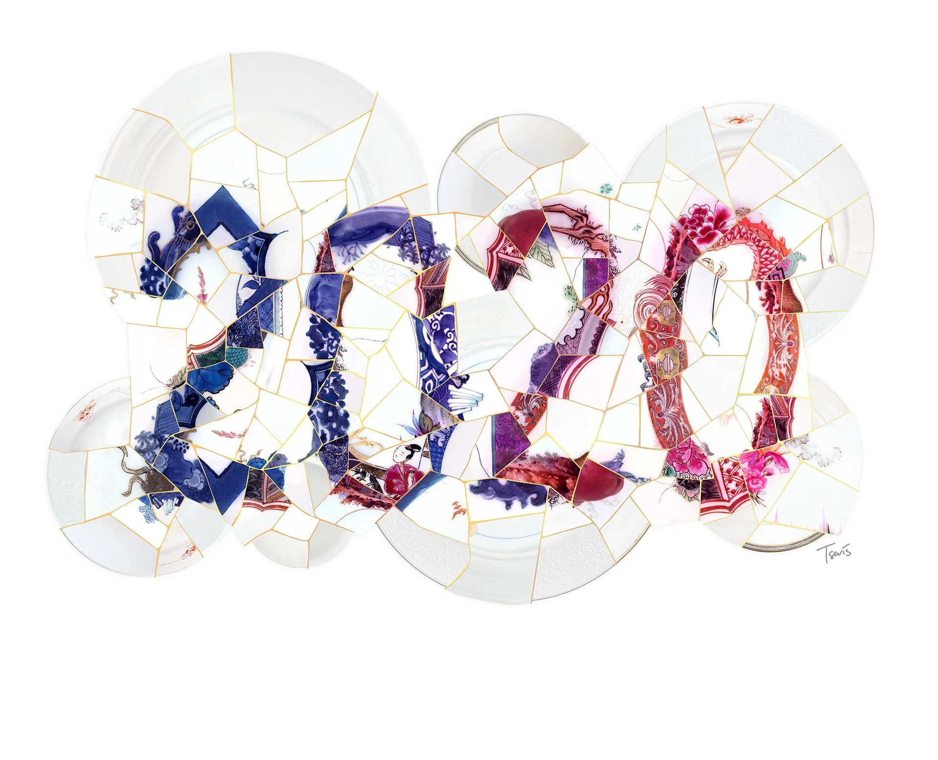 kintsugi style 2020 digital mosaic artwork