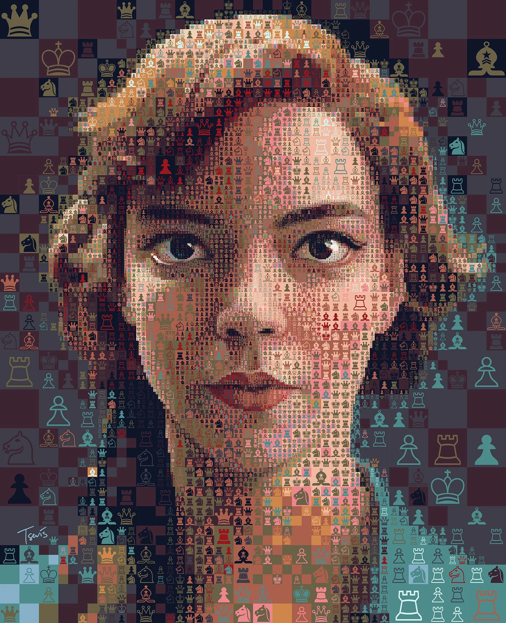 Anya Taylor-Joy mosaic portrait for Netflix series