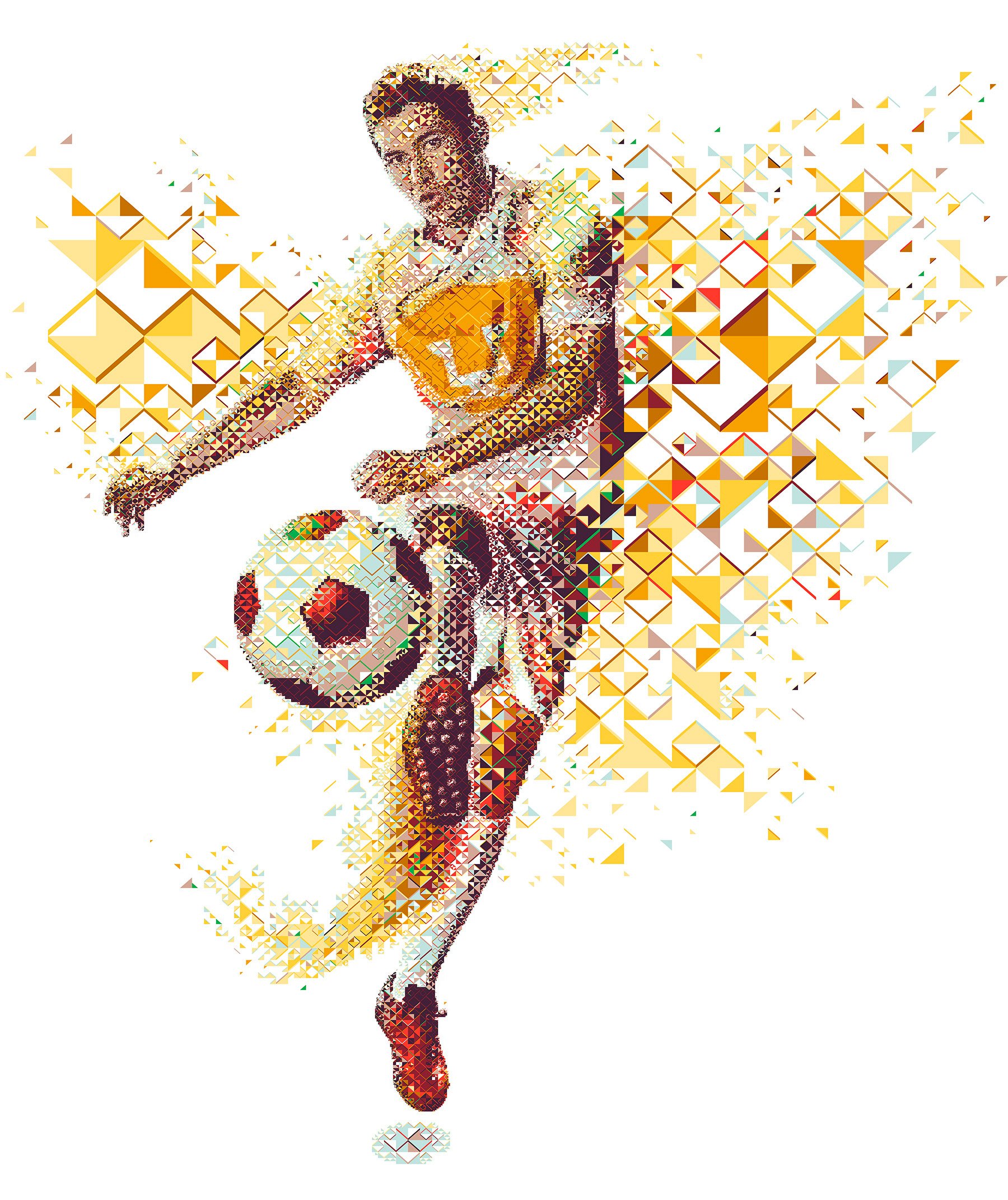 Israel Castro golden mosaic – Pumas Unam captain and Mexico national footballer. Soccer energy and golden aura.