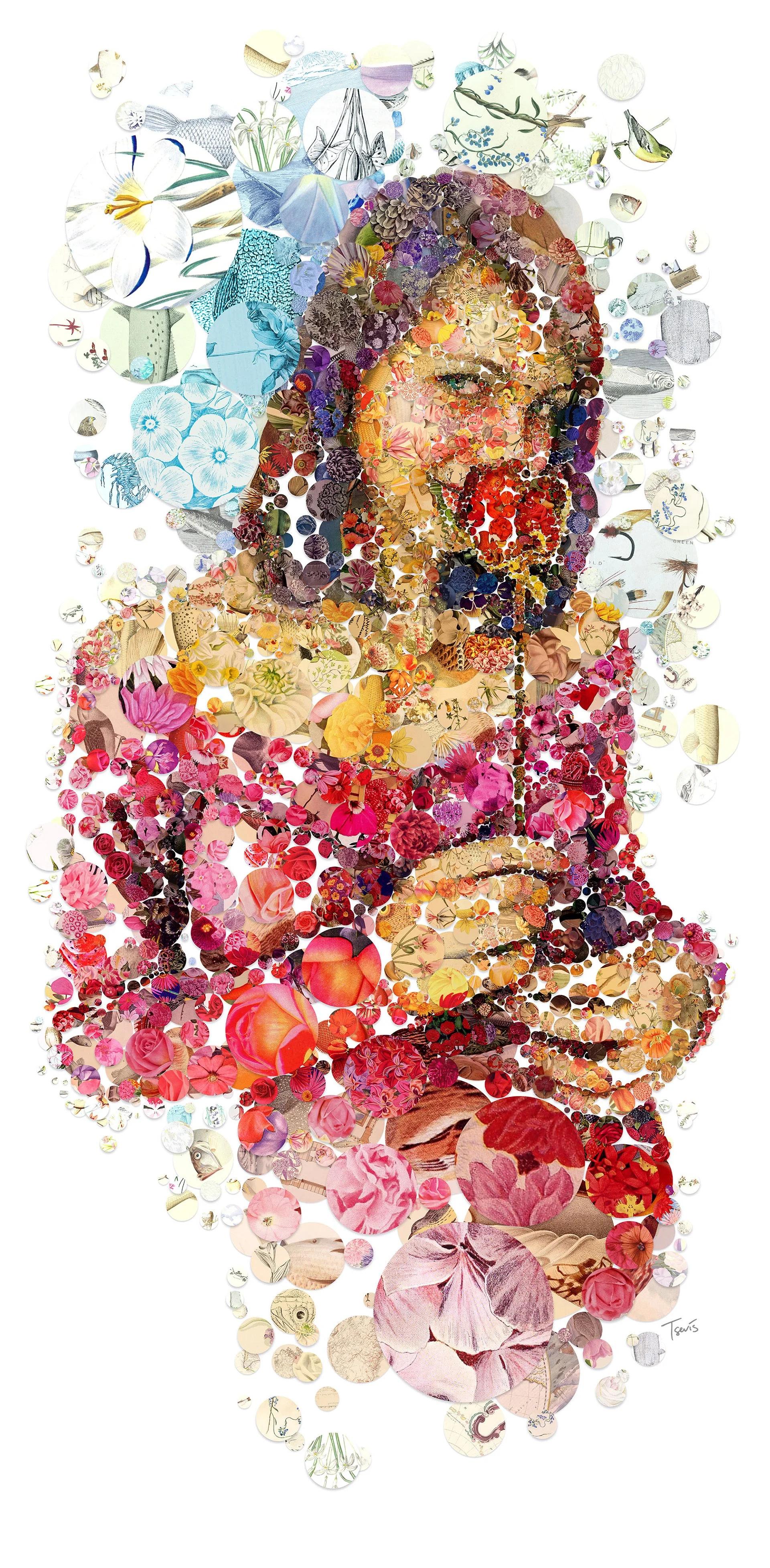 Two Roses mosaic side B – second face on opposite side of transparent plexiglass.