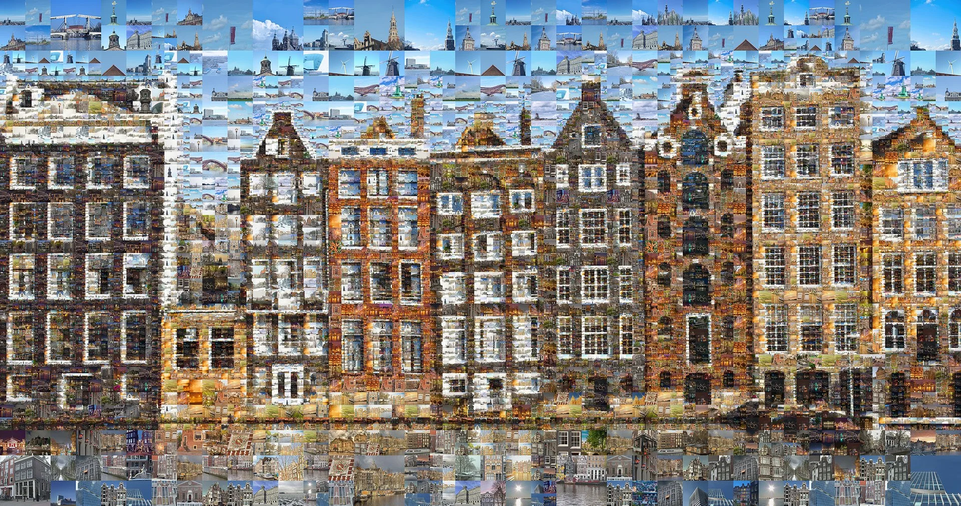 Amsterdam City urban landscape in a digital collage painting