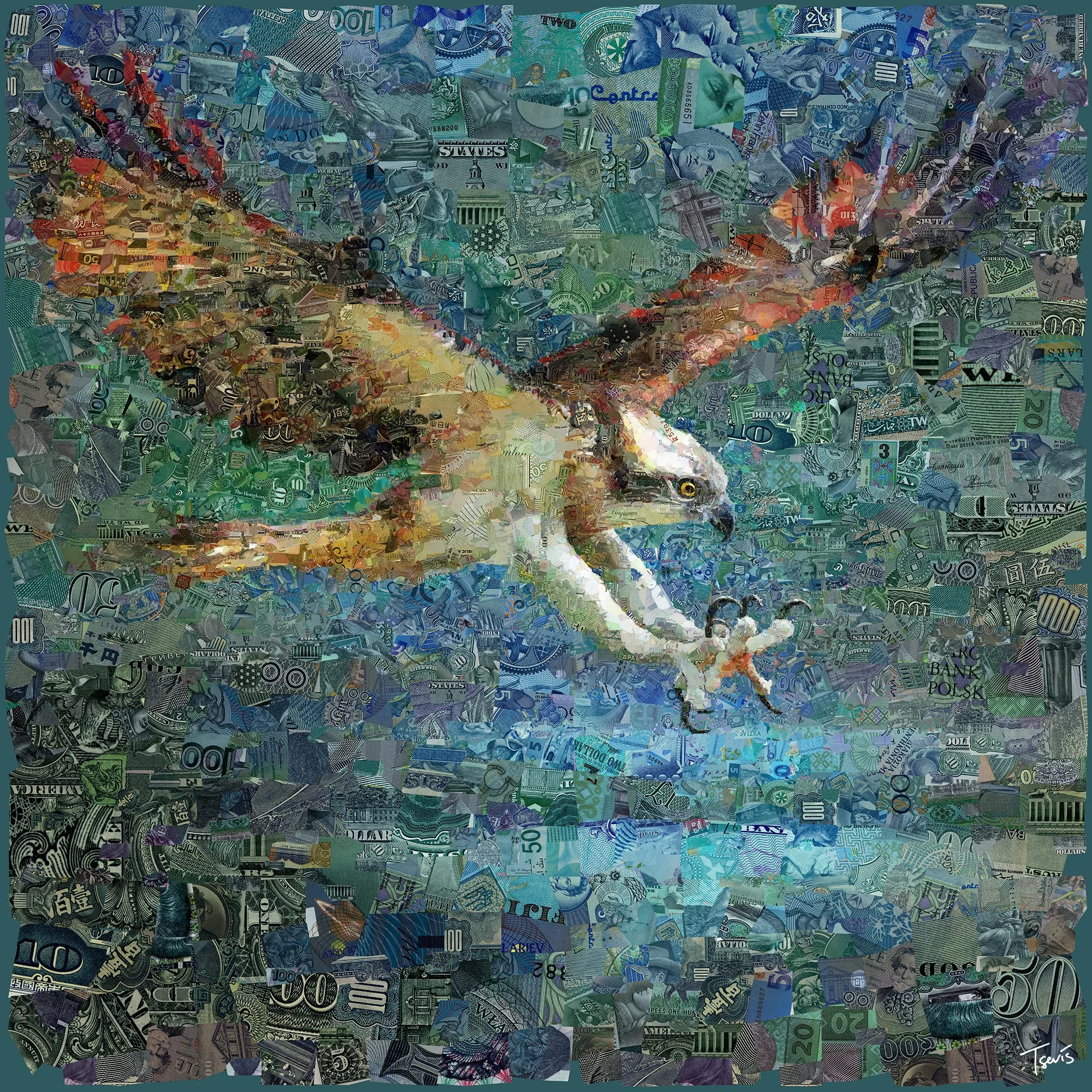 Mosaic Artwork of Precision, Power and Vision in Financial Symbolism