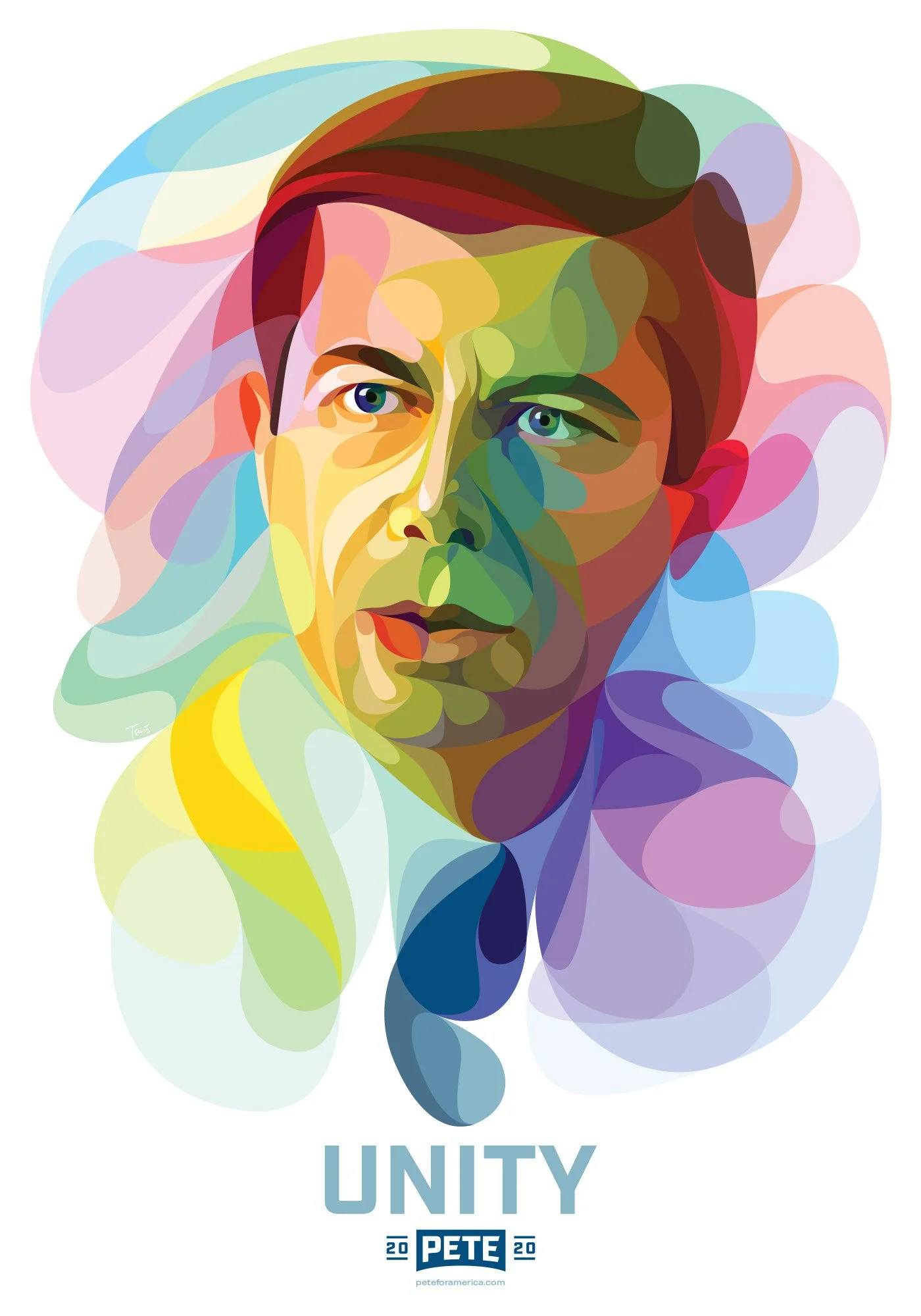 A colourful neo-futuristic poster for election campaign