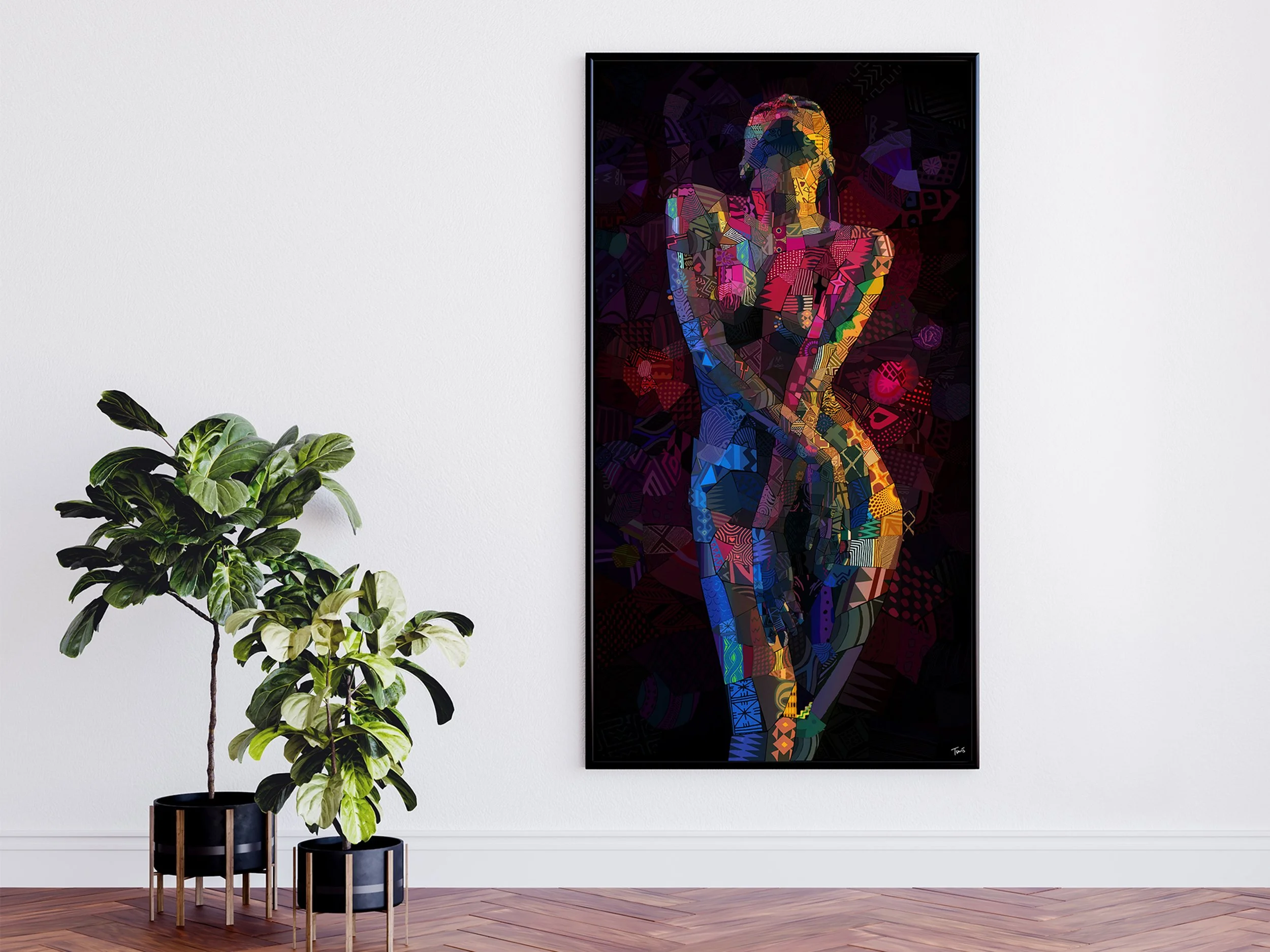 Give Me The Night – Mosaic Silhouette of a Woman in Color and Shadow | Contemporary Afro-Inspired Wall Art
