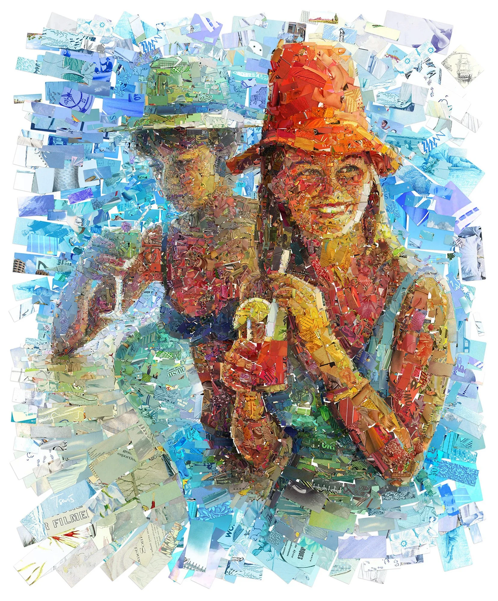 Acapulco - Retro Acapulco Mosaic Art Print | Colorful 1960s Poolside Couple Collage