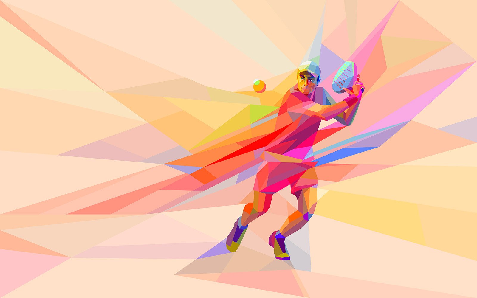 Digital art of Padel Sportsman in light colors for Padel World Tournament ads