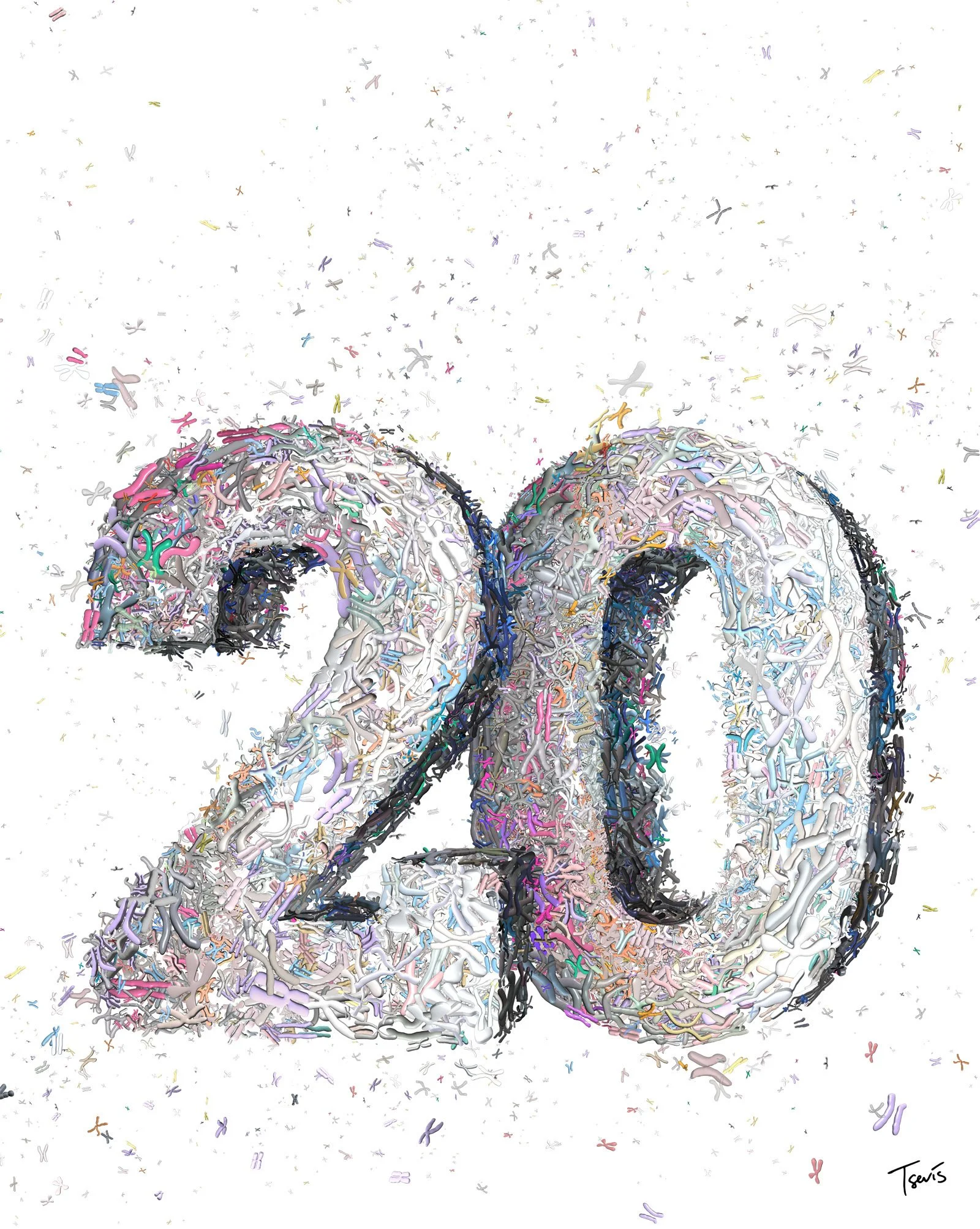 Human genome mosaic 20, Informative visualization for Science Mag